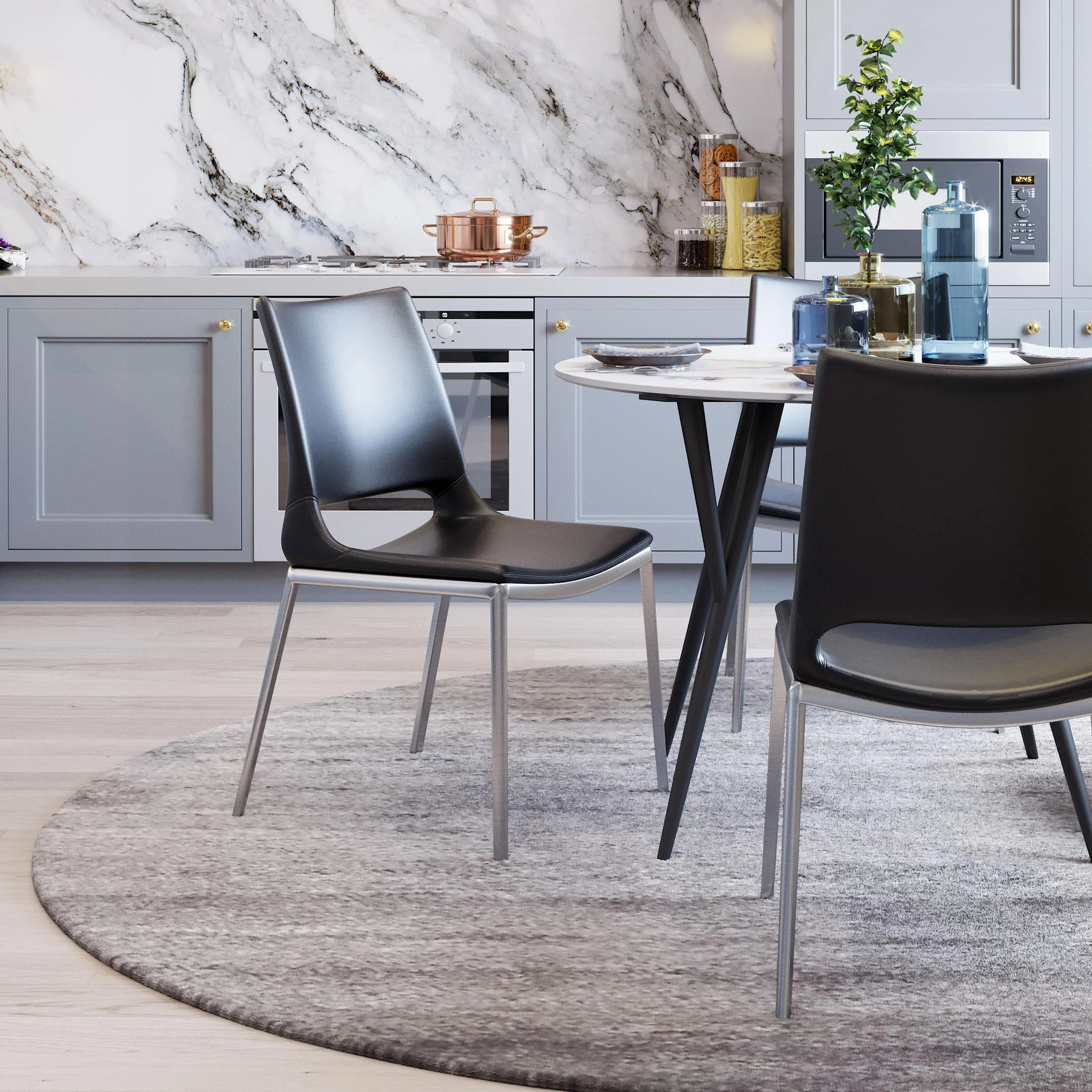 Ace Dining Chair (Set of 2) Black & Silver - Image 2