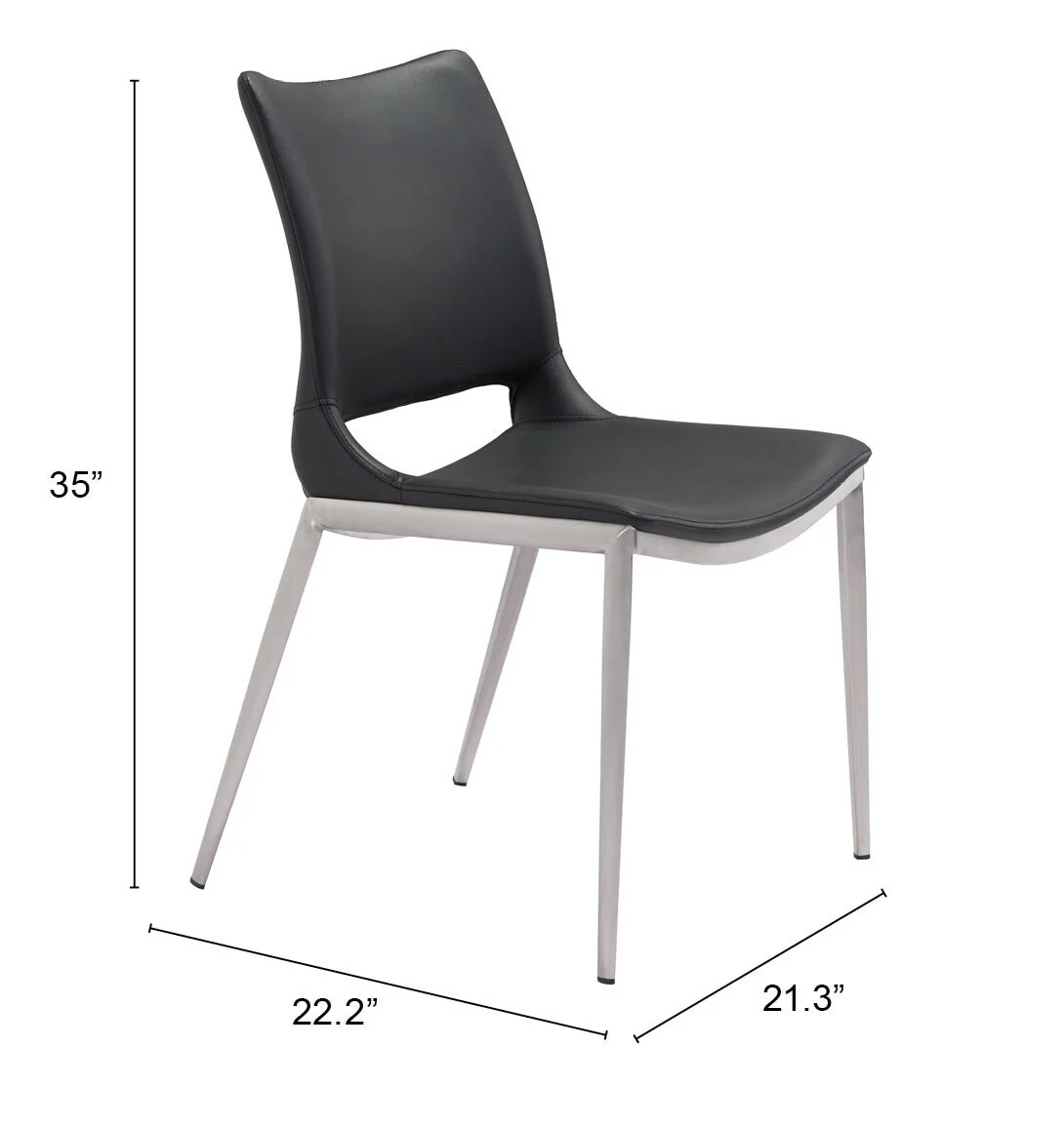 Ace Dining Chair (Set of 2) Black & Silver - Image 3