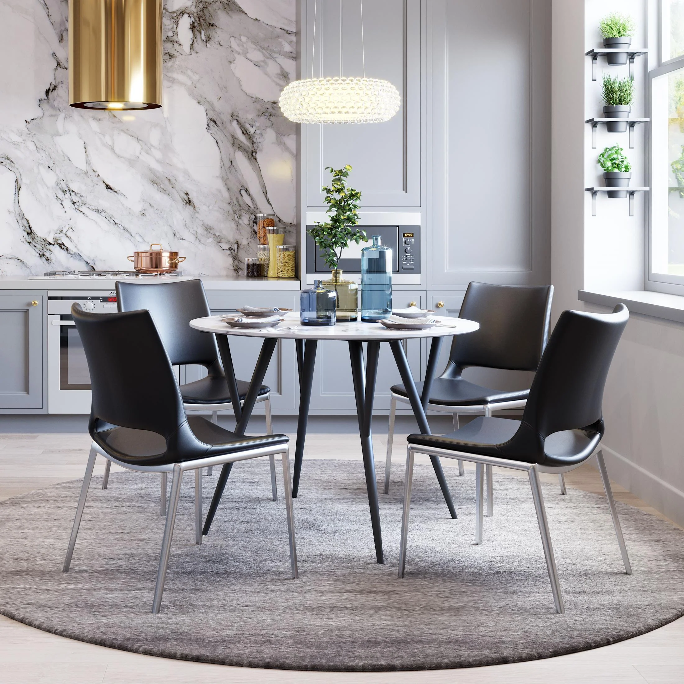 Ace Dining Chair (Set of 2) Black & Silver - Image 4