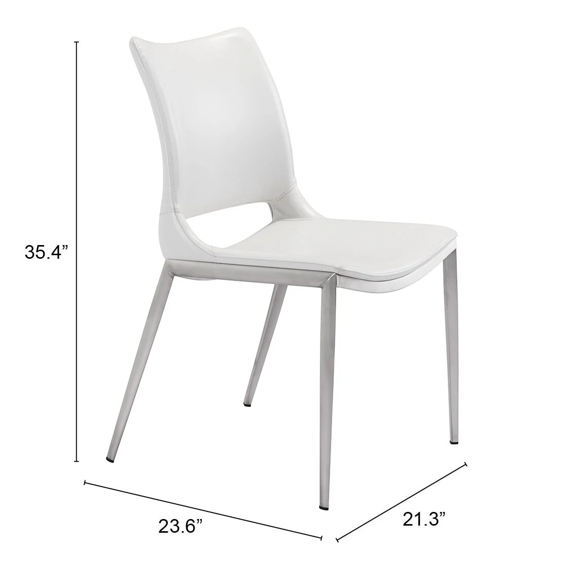 Ace Dining Chair (Set of 2) White & Silver - Image 3