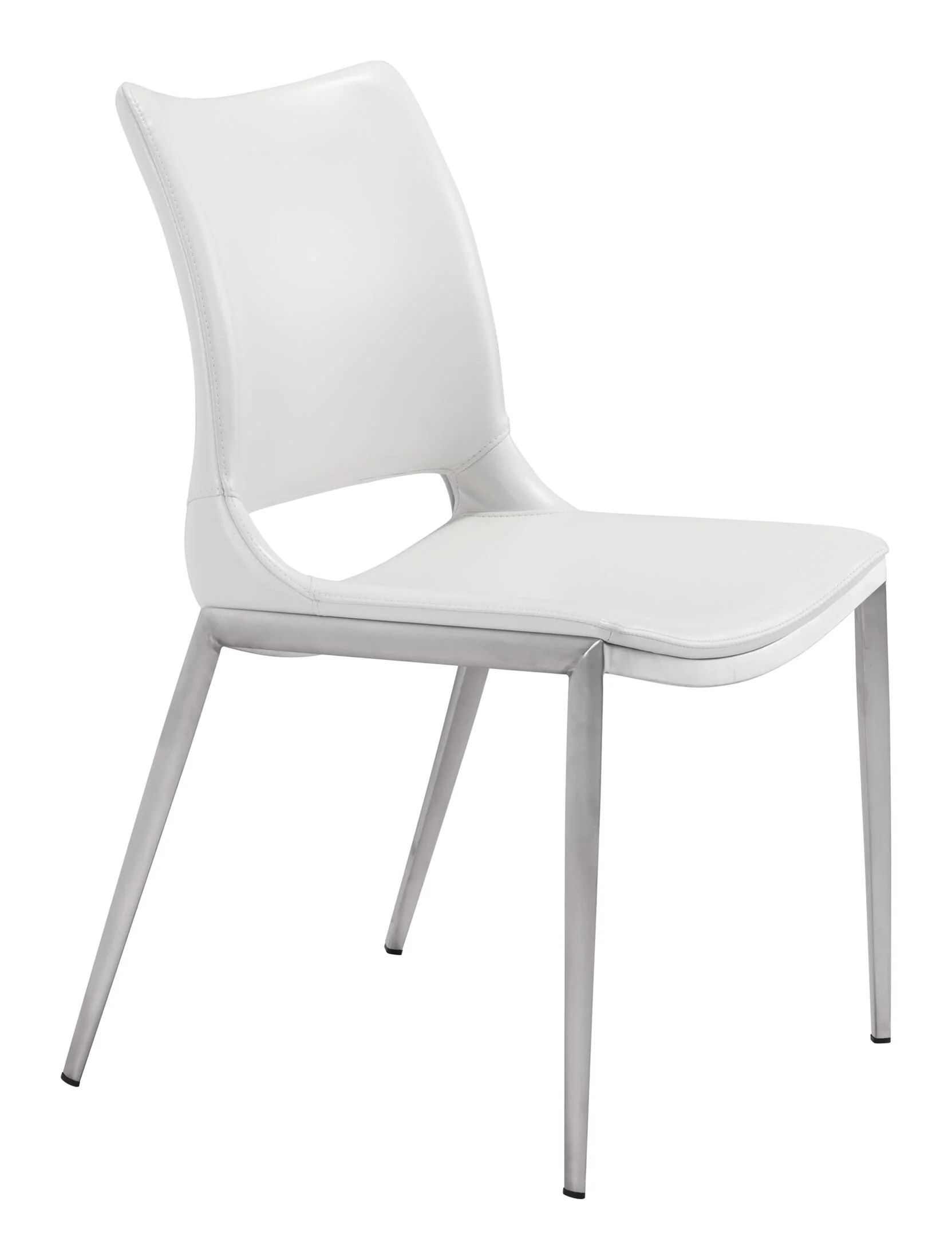 Ace Dining Chair (Set of 2) White & Silver - Image 6