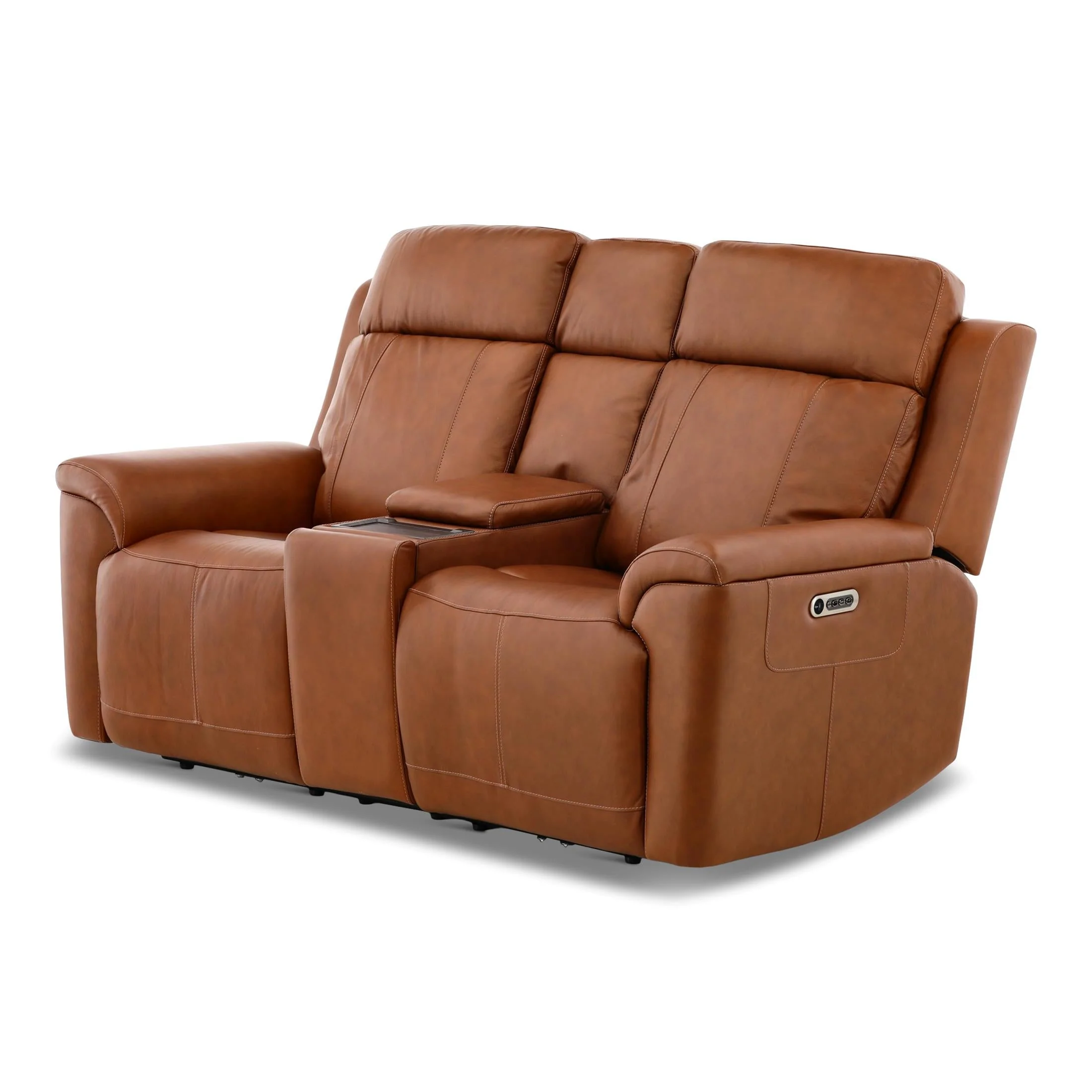 Flexsteel Adrian Leather Power Reclining Console Loveseat - Image 11
