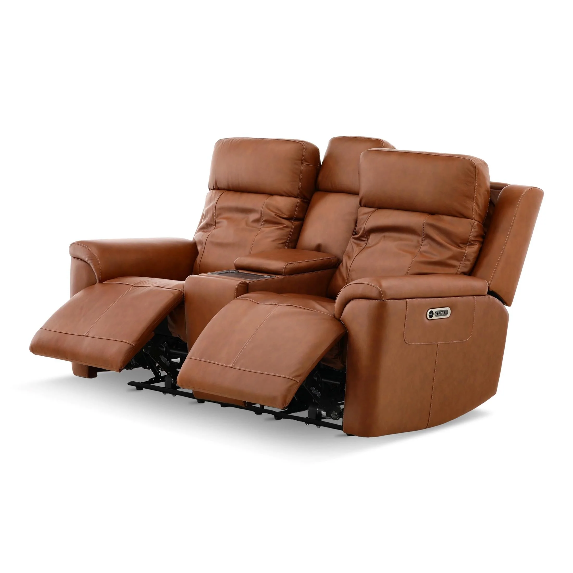 Flexsteel Adrian Leather Power Reclining Console Loveseat - Image 12