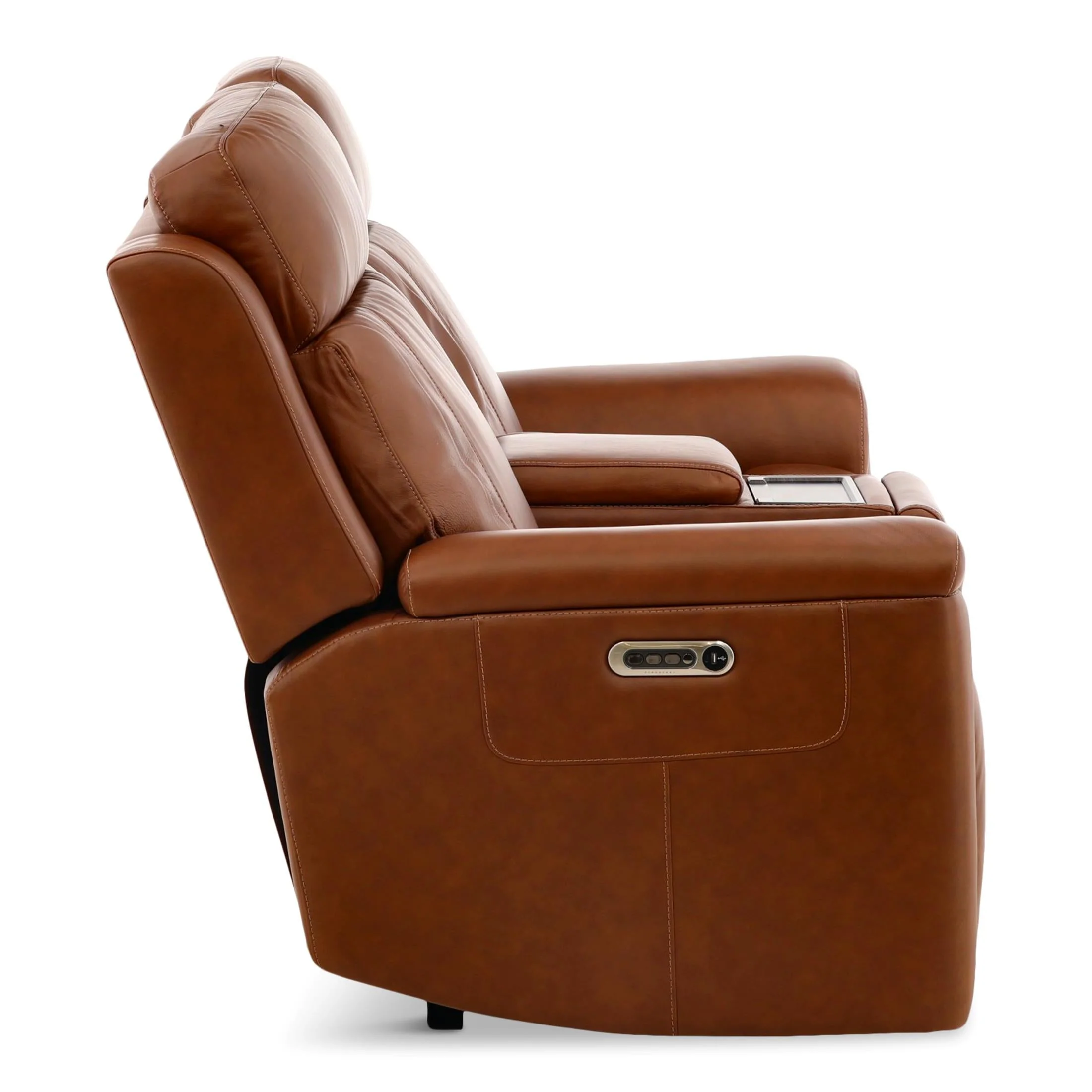 Flexsteel Adrian Leather Power Reclining Console Loveseat - Image 13