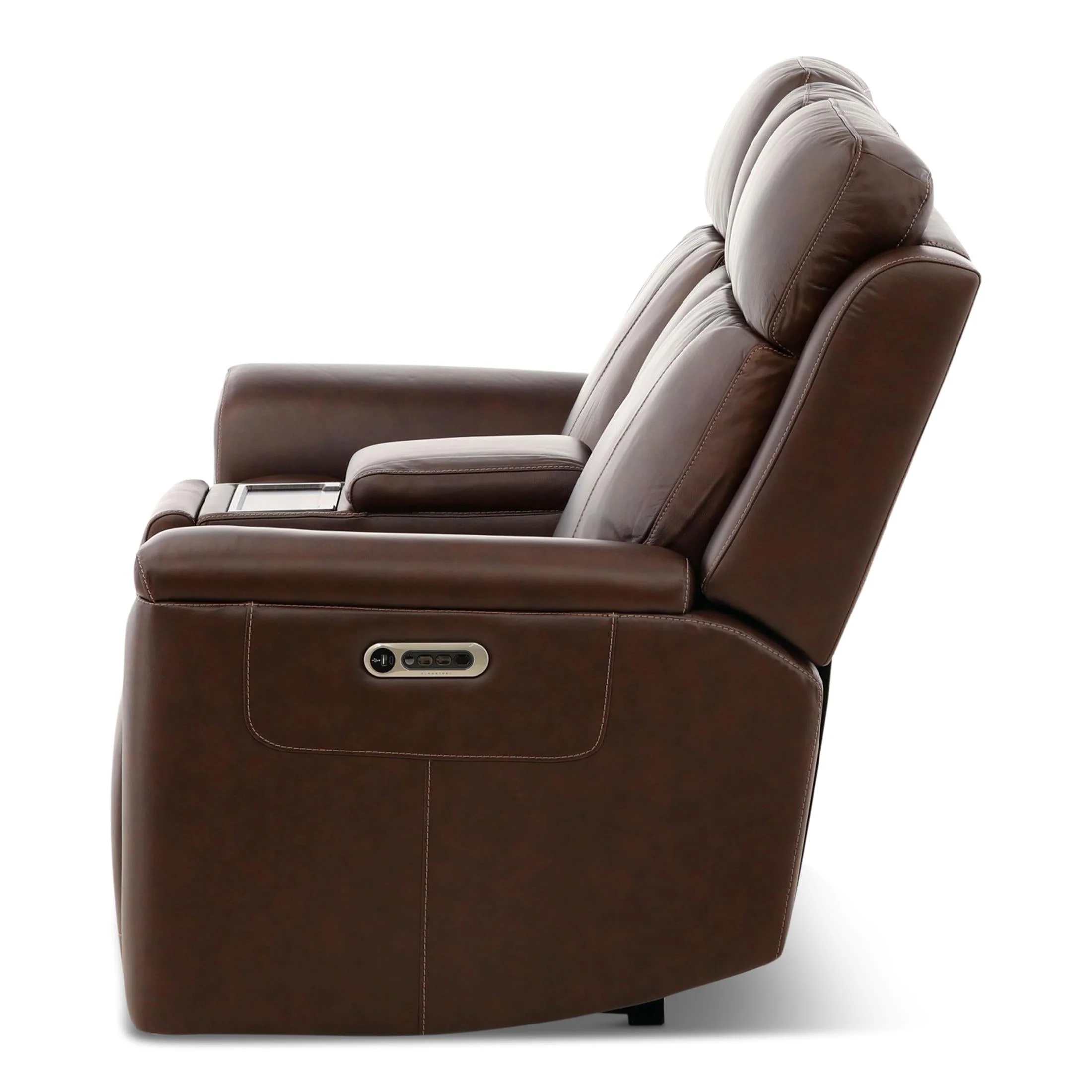 Flexsteel Adrian Leather Power Reclining Console Loveseat - Image 17