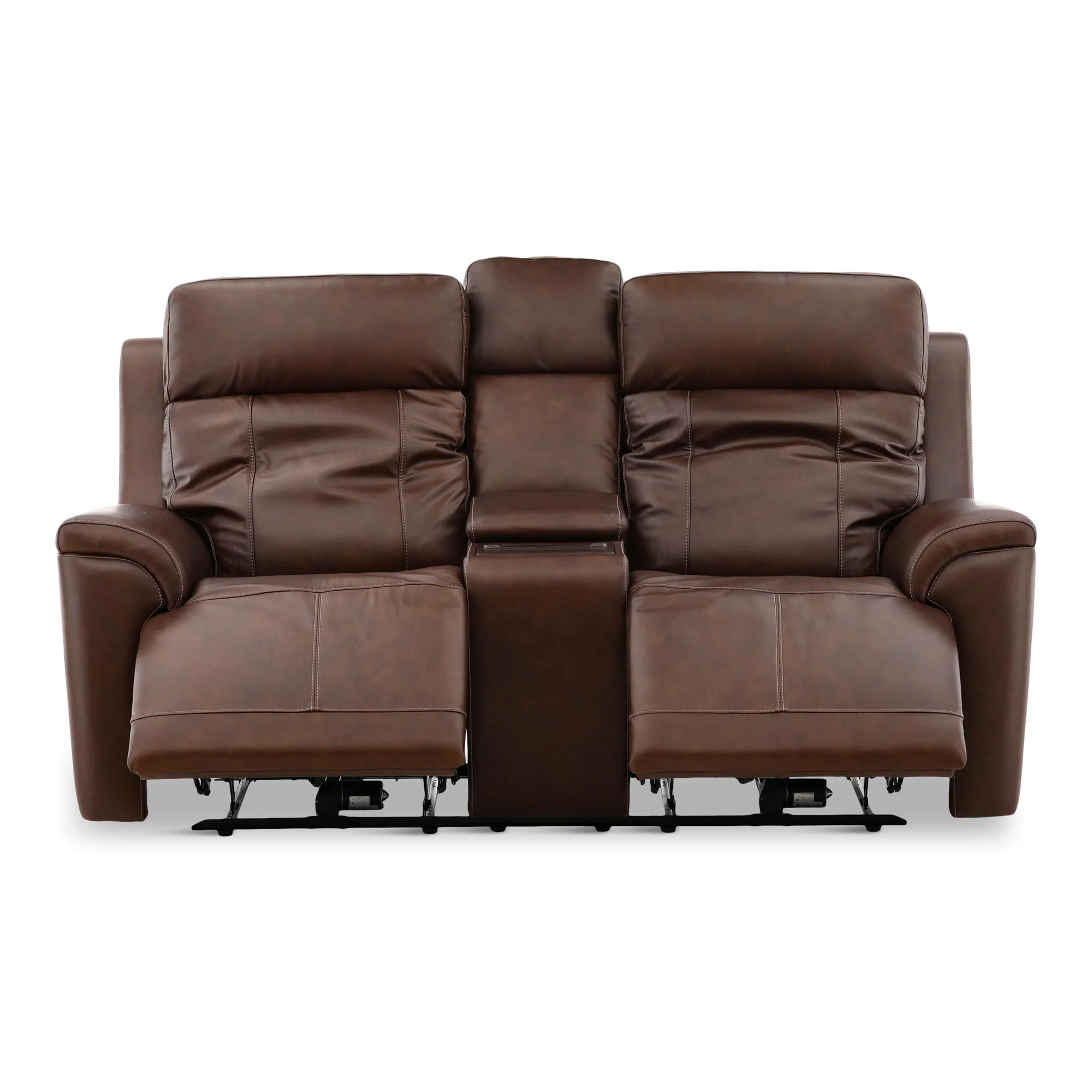 Flexsteel Adrian Leather Power Reclining Console Loveseat - Image 22