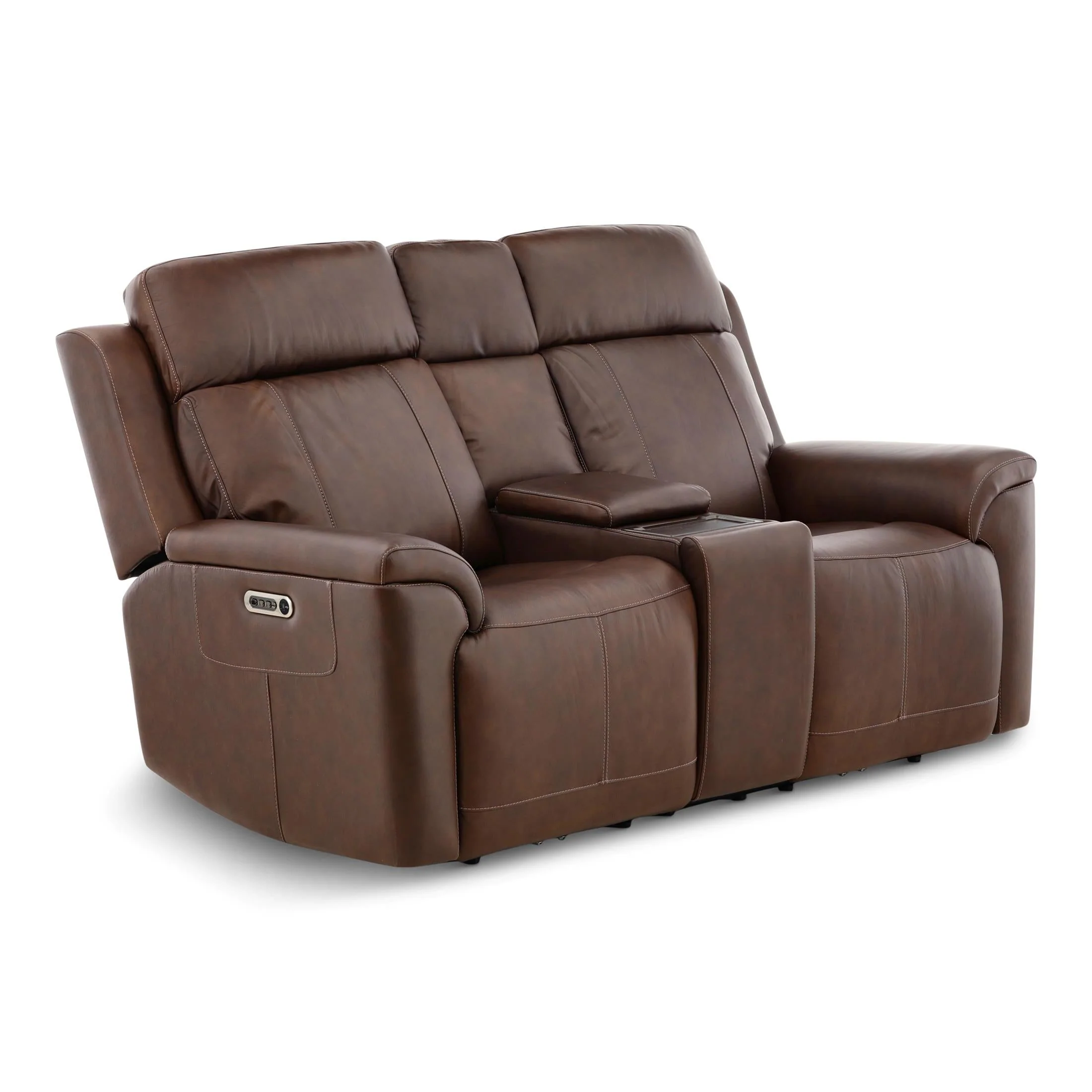 Flexsteel Adrian Leather Power Reclining Console Loveseat - Image 23