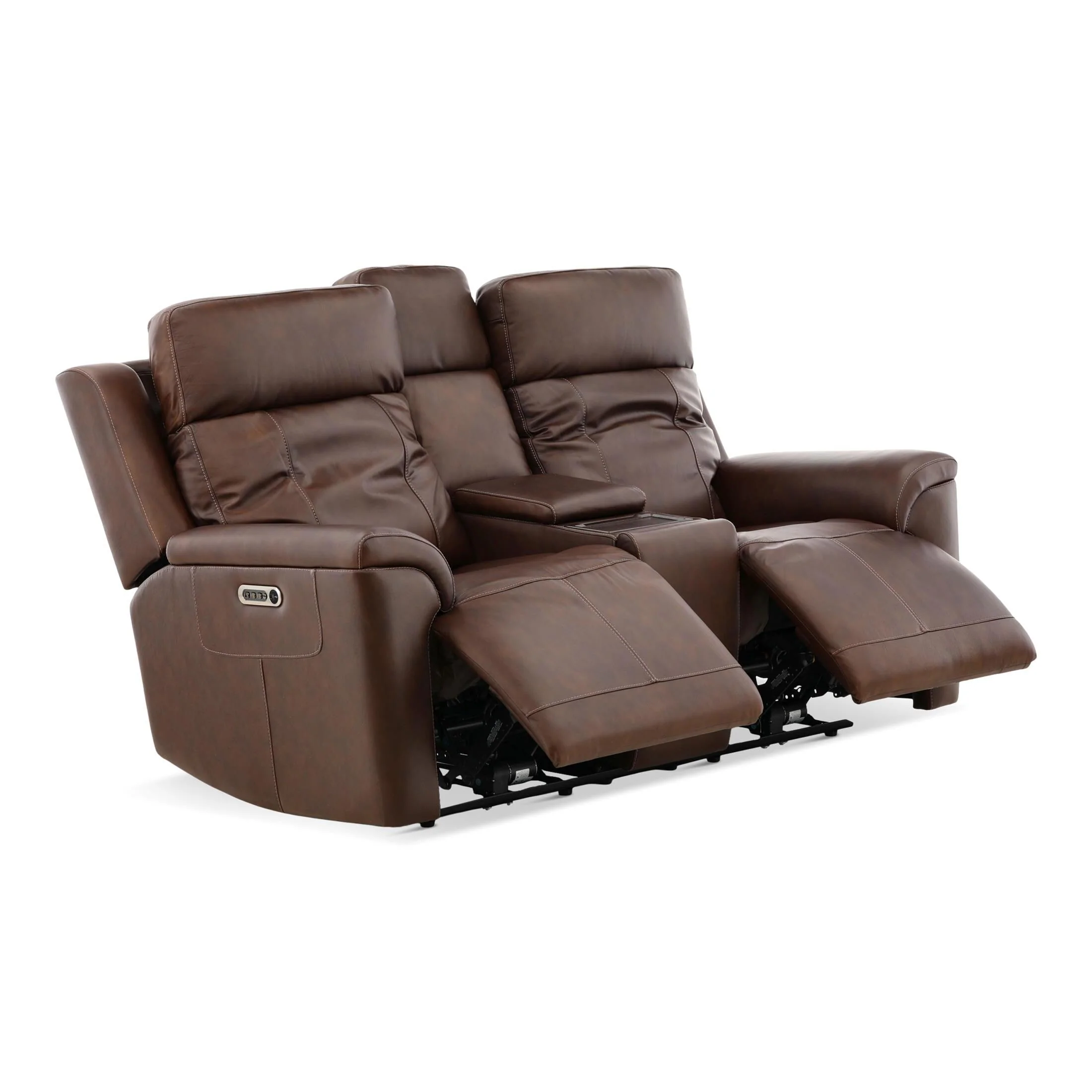 Flexsteel Adrian Leather Power Reclining Console Loveseat - Image 24