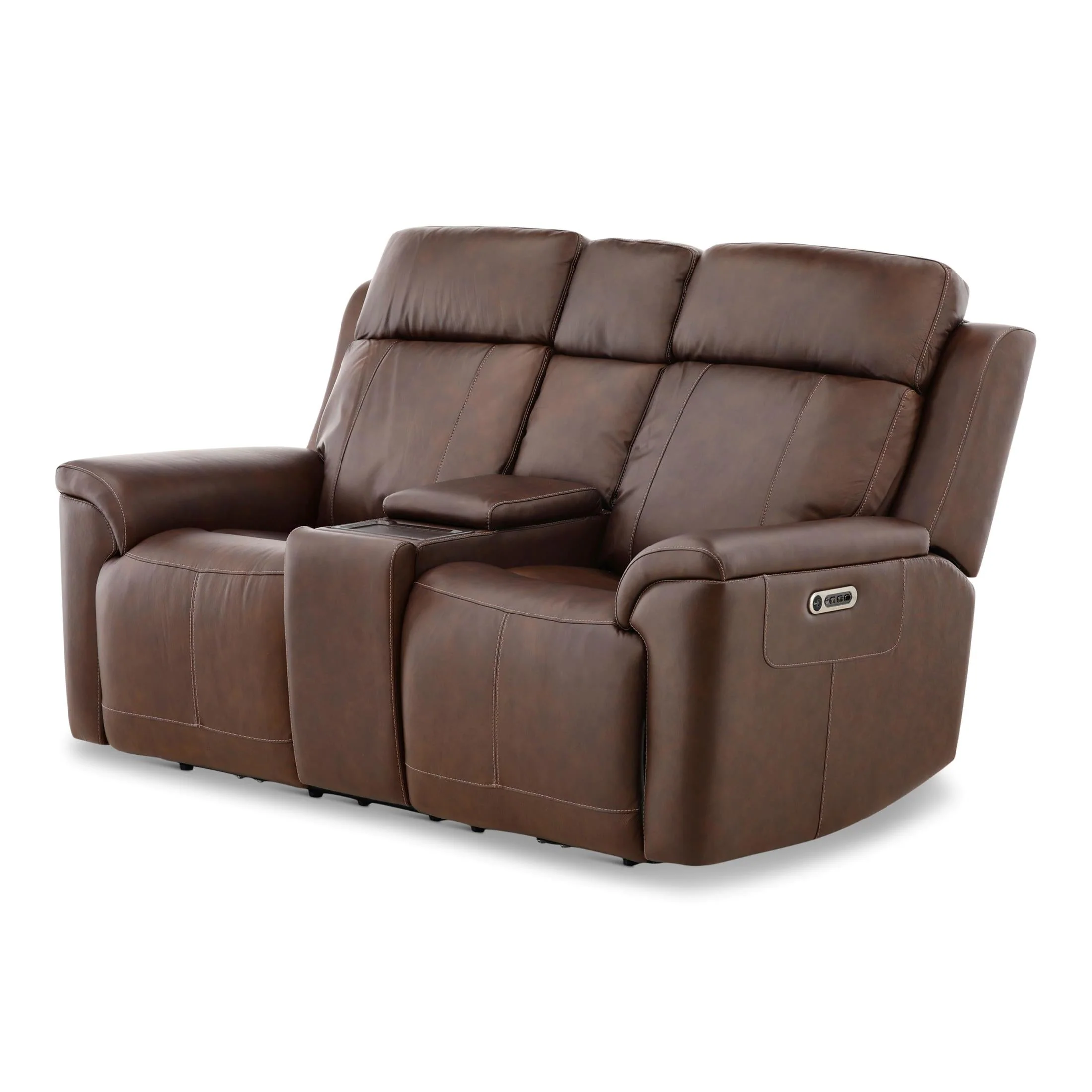 Flexsteel Adrian Leather Power Reclining Console Loveseat - Image 25