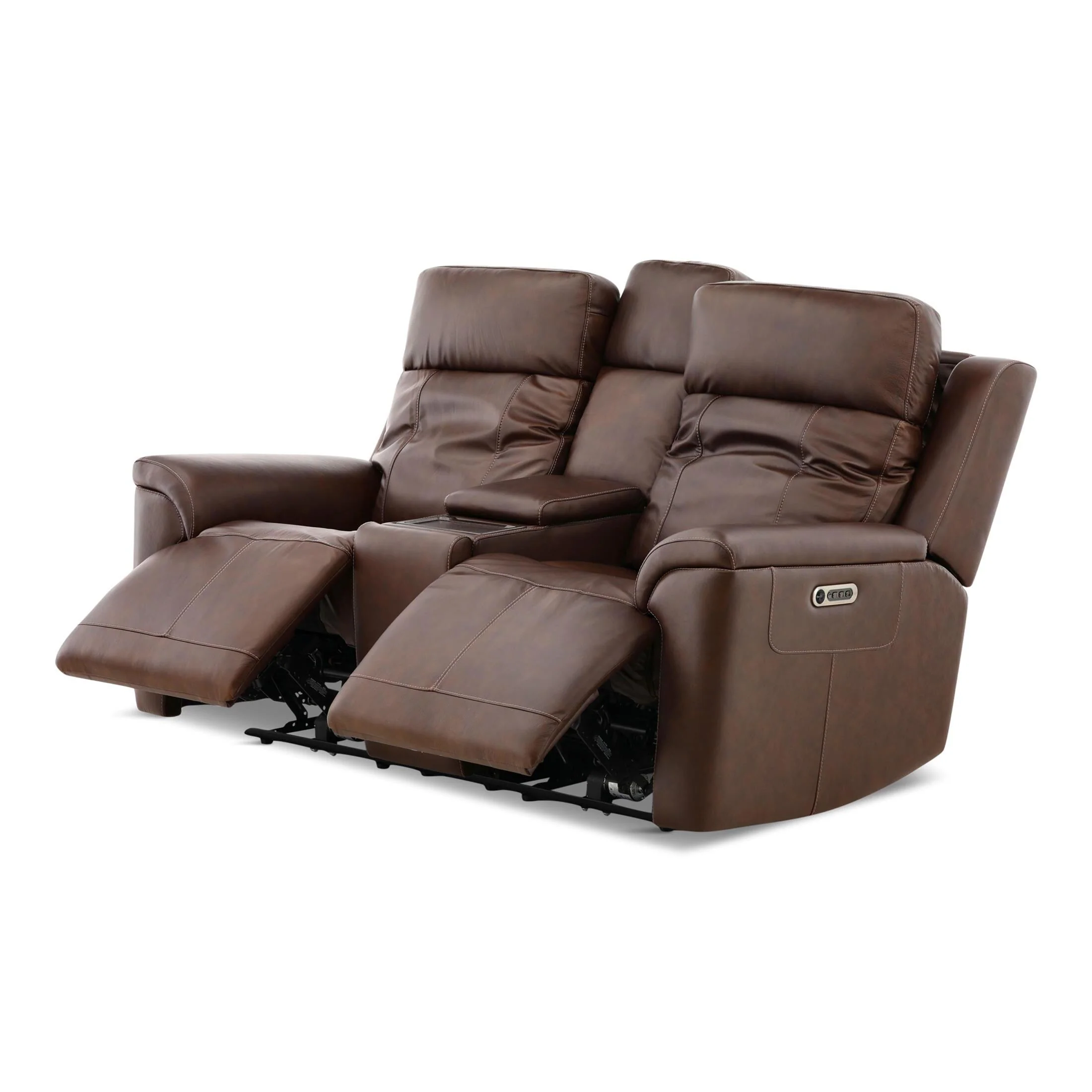 Flexsteel Adrian Leather Power Reclining Console Loveseat - Image 26