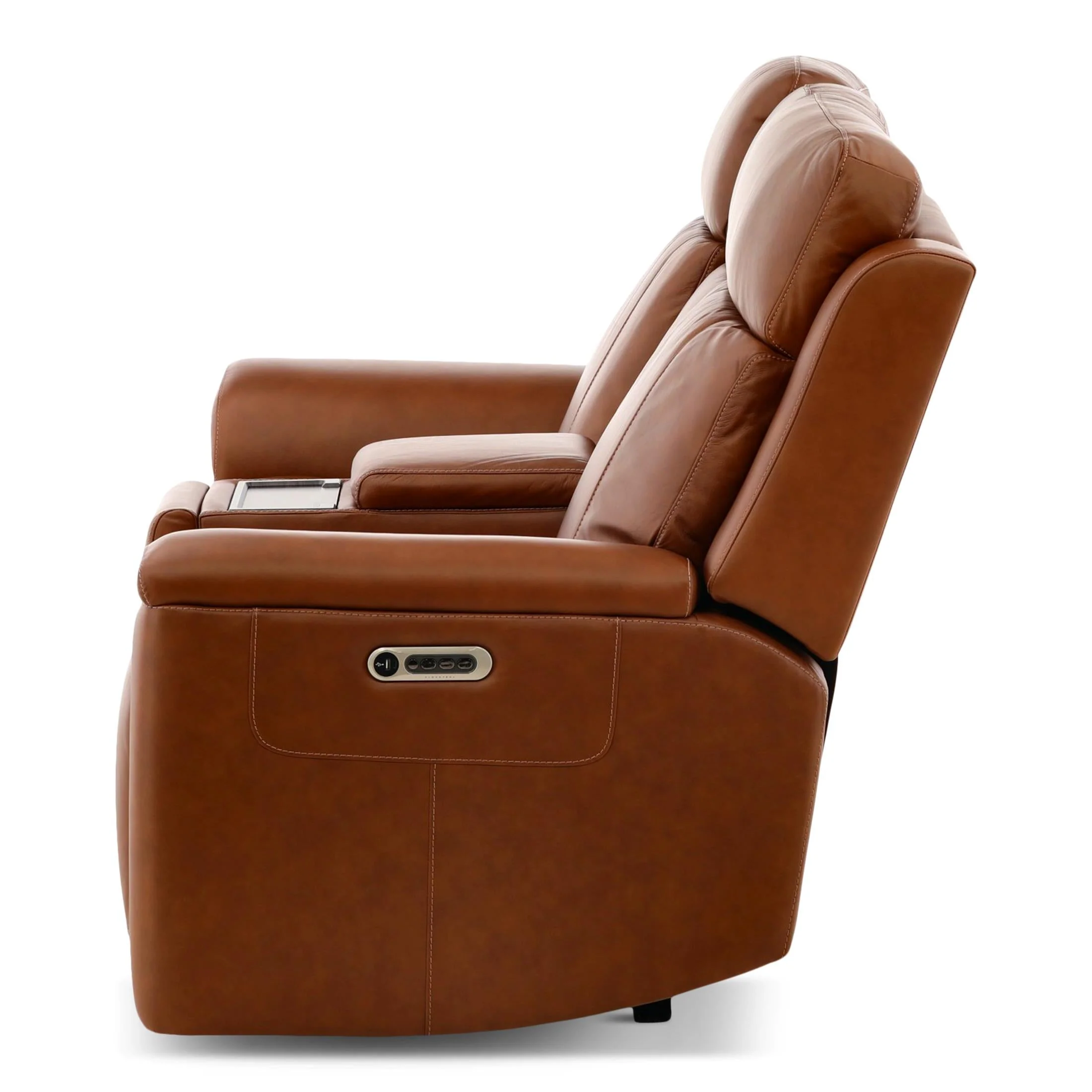Flexsteel Adrian Leather Power Reclining Console Loveseat - Image 3