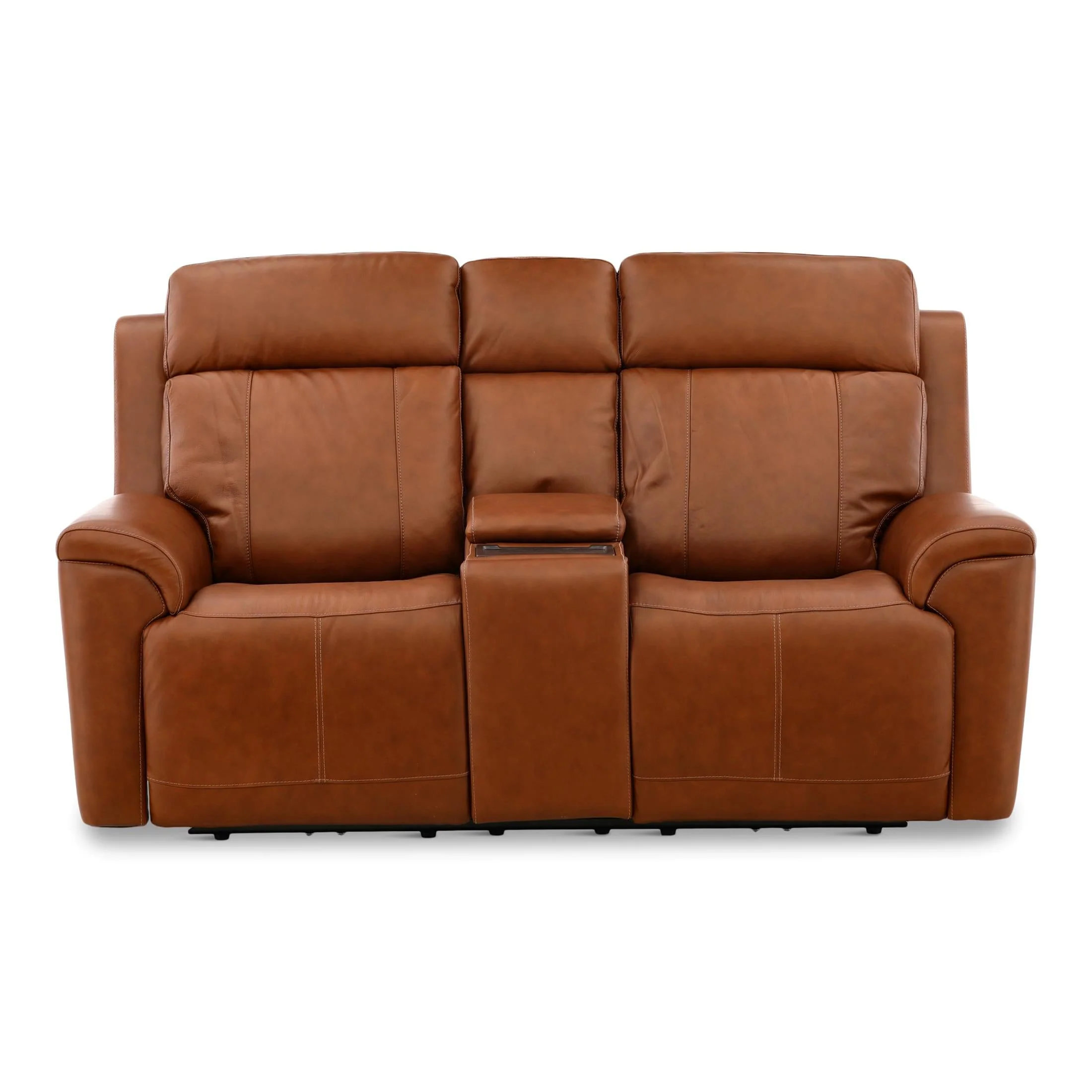 Flexsteel Adrian Leather Power Reclining Console Loveseat - Image 7