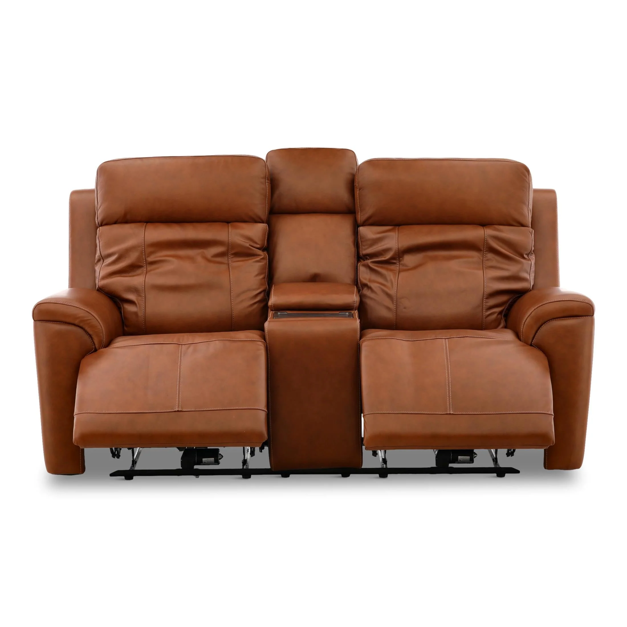 Flexsteel Adrian Leather Power Reclining Console Loveseat - Image 8