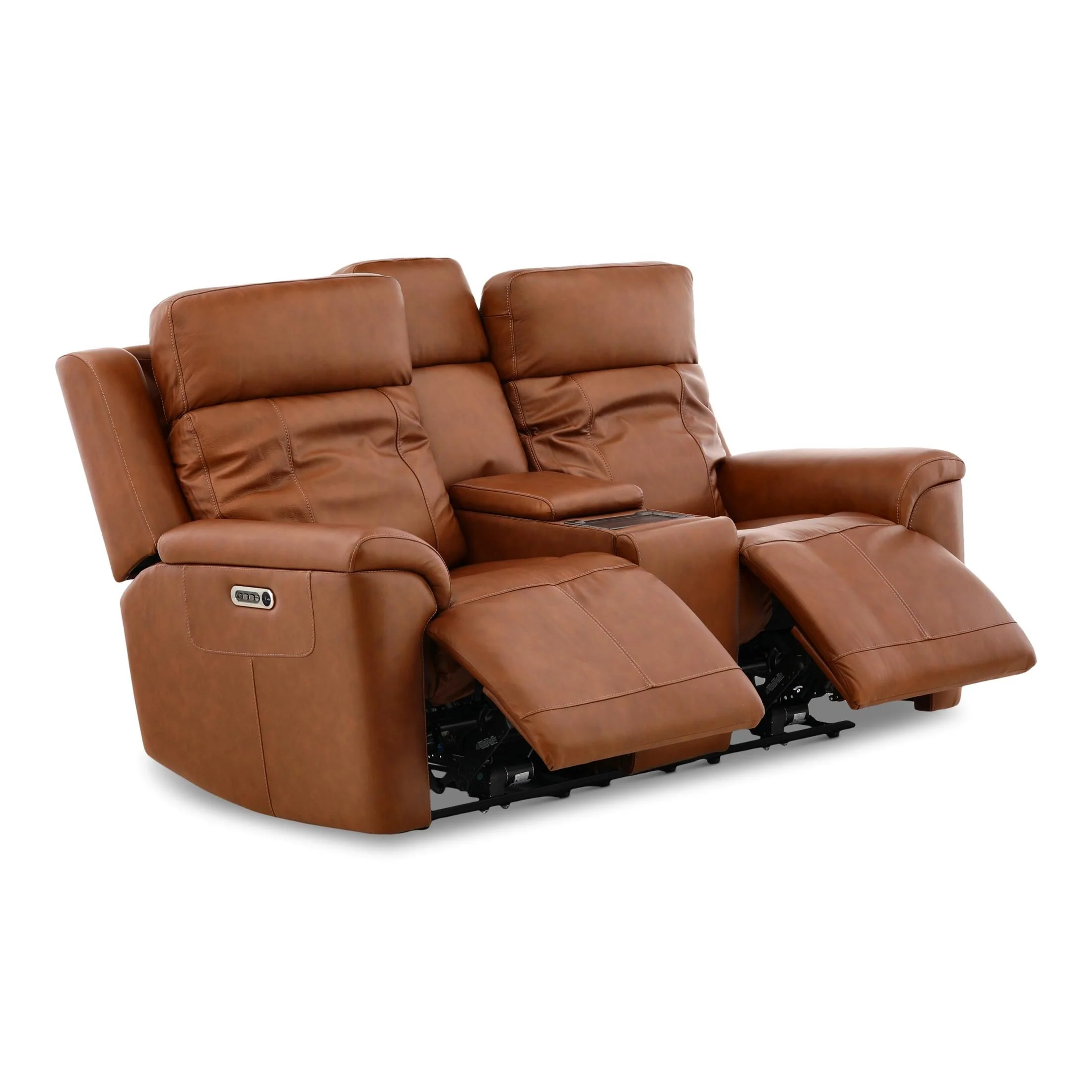 Flexsteel Adrian Leather Power Reclining Console Loveseat - Image 9