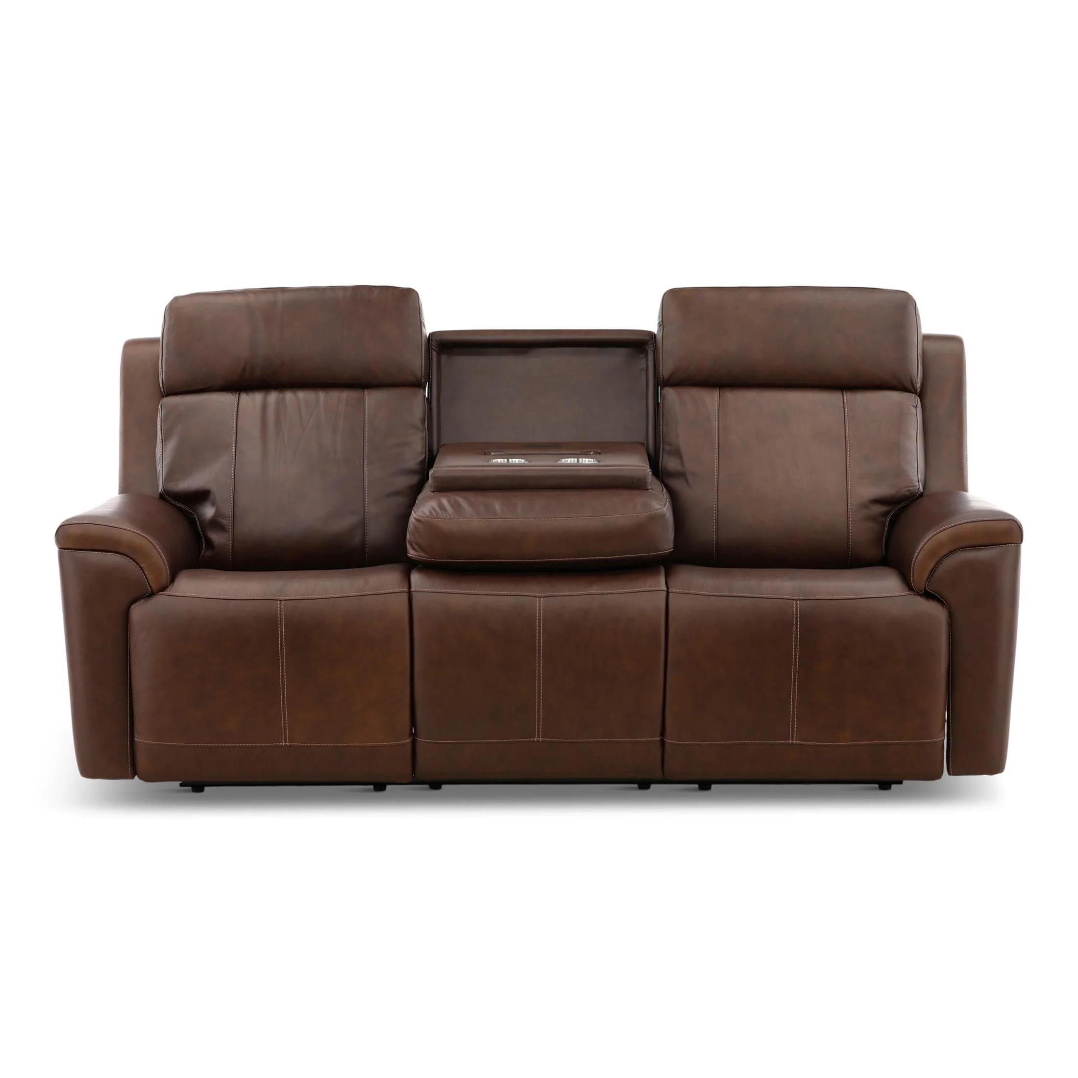 Flexsteel Adrian Leather Power Sofa with Drop Down Table - Image 5