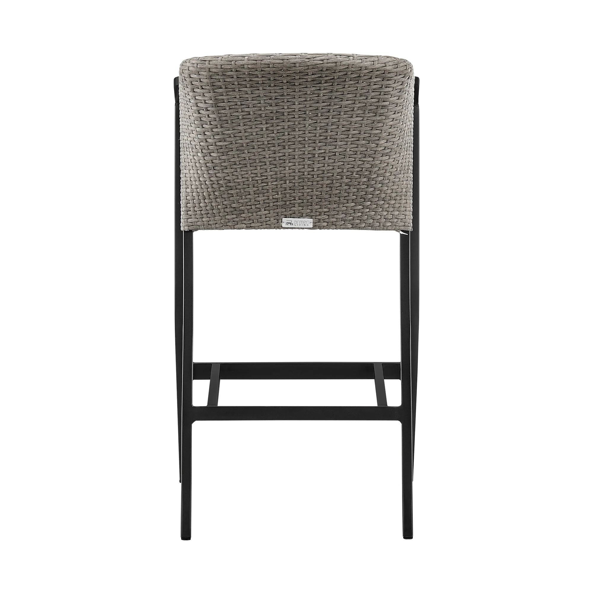 Aileen Outdoor Patio Counter Height Bar Stool in Aluminum and Wicker with Gray Cushions - Image 5