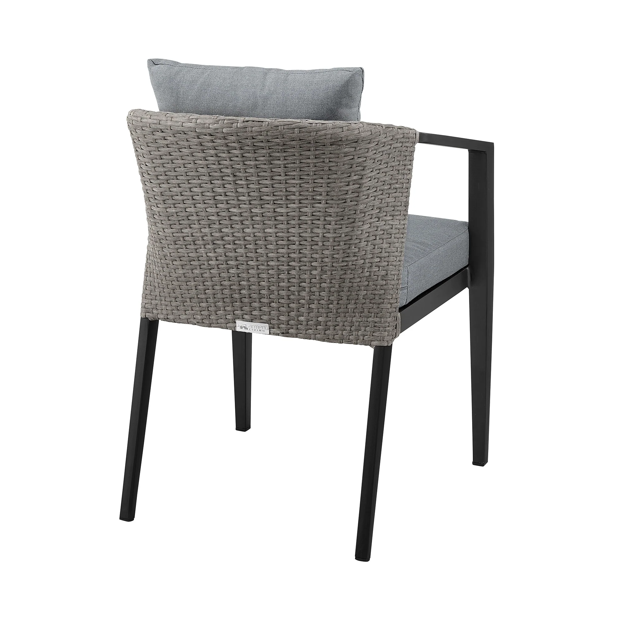 Aileen Outdoor Patio Dining Chairs in Aluminum and Wicker with Gray Cushions (Set of 2) - Image 5