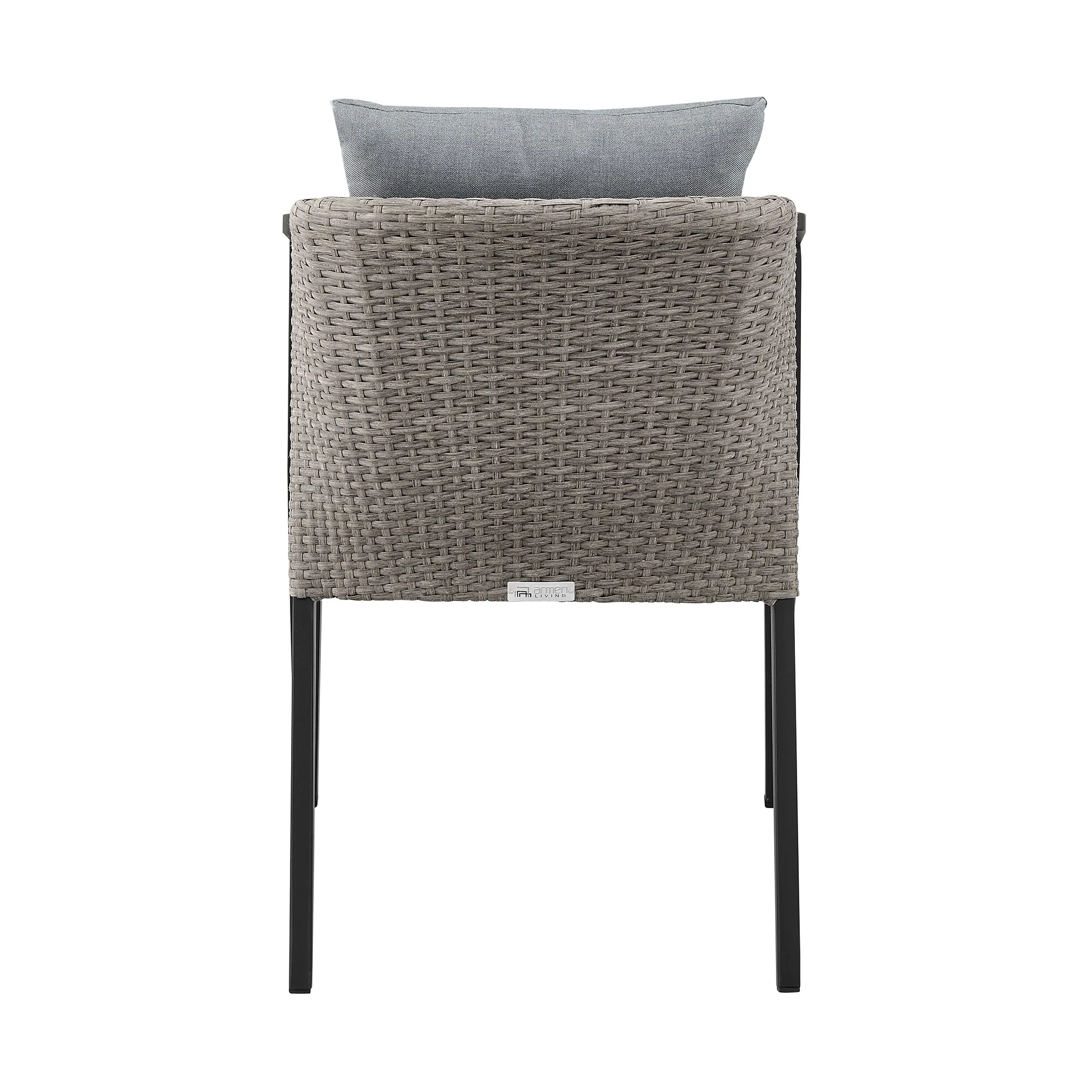 Aileen Outdoor Patio Dining Chairs in Aluminum and Wicker with Gray Cushions (Set of 2) - Image 6