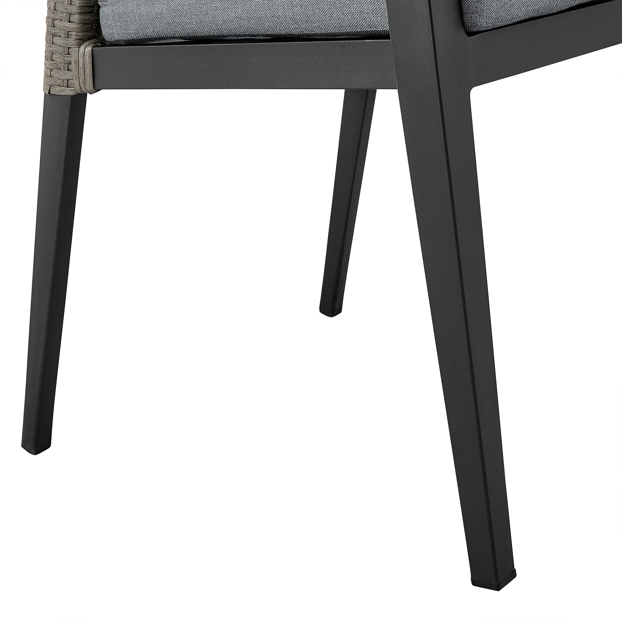Aileen Outdoor Patio Dining Chairs in Aluminum and Wicker with Gray Cushions (Set of 2) - Image 8