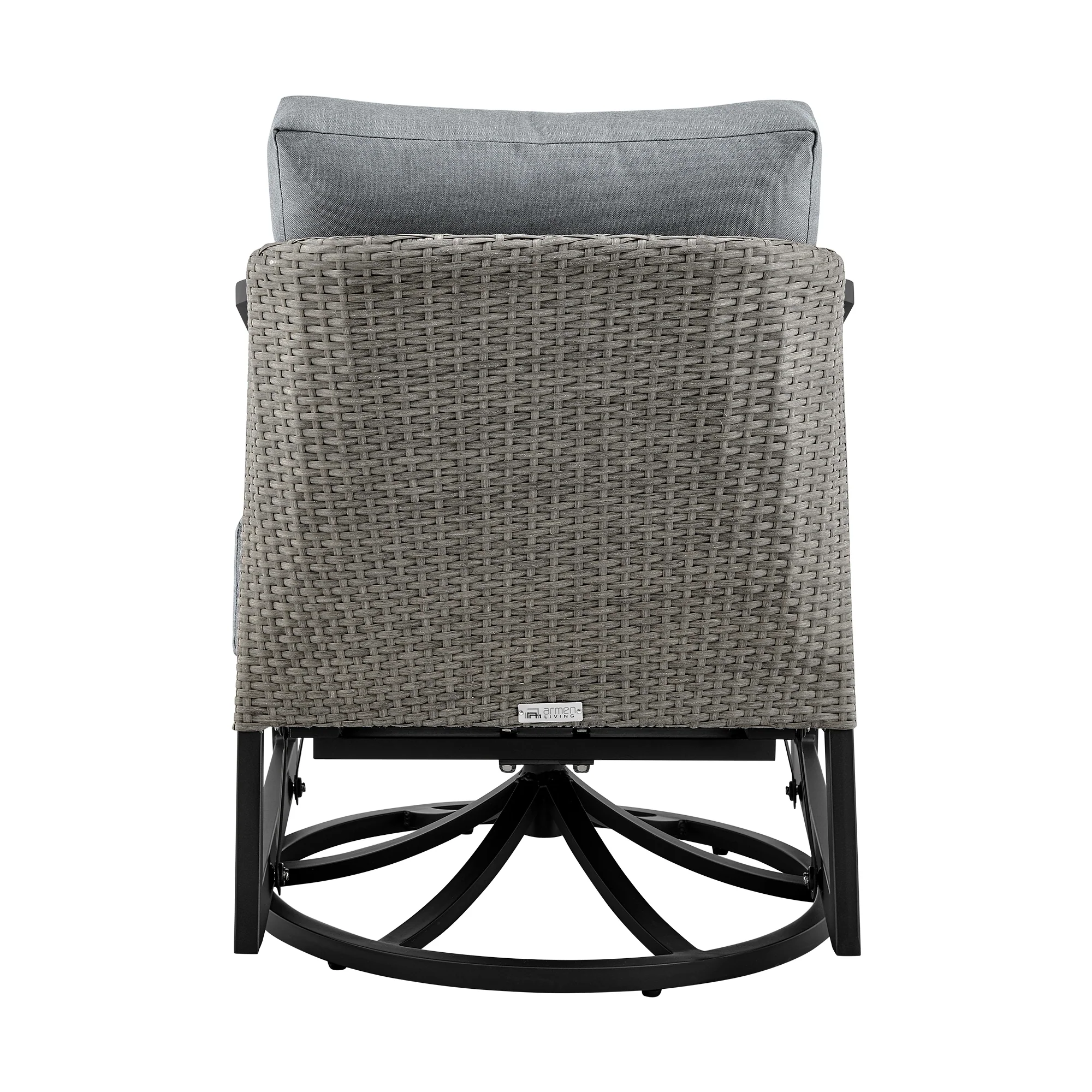 Aileen Outdoor Patio Swivel Lounge Chair in Aluminum with Gray Cushions - Image 5