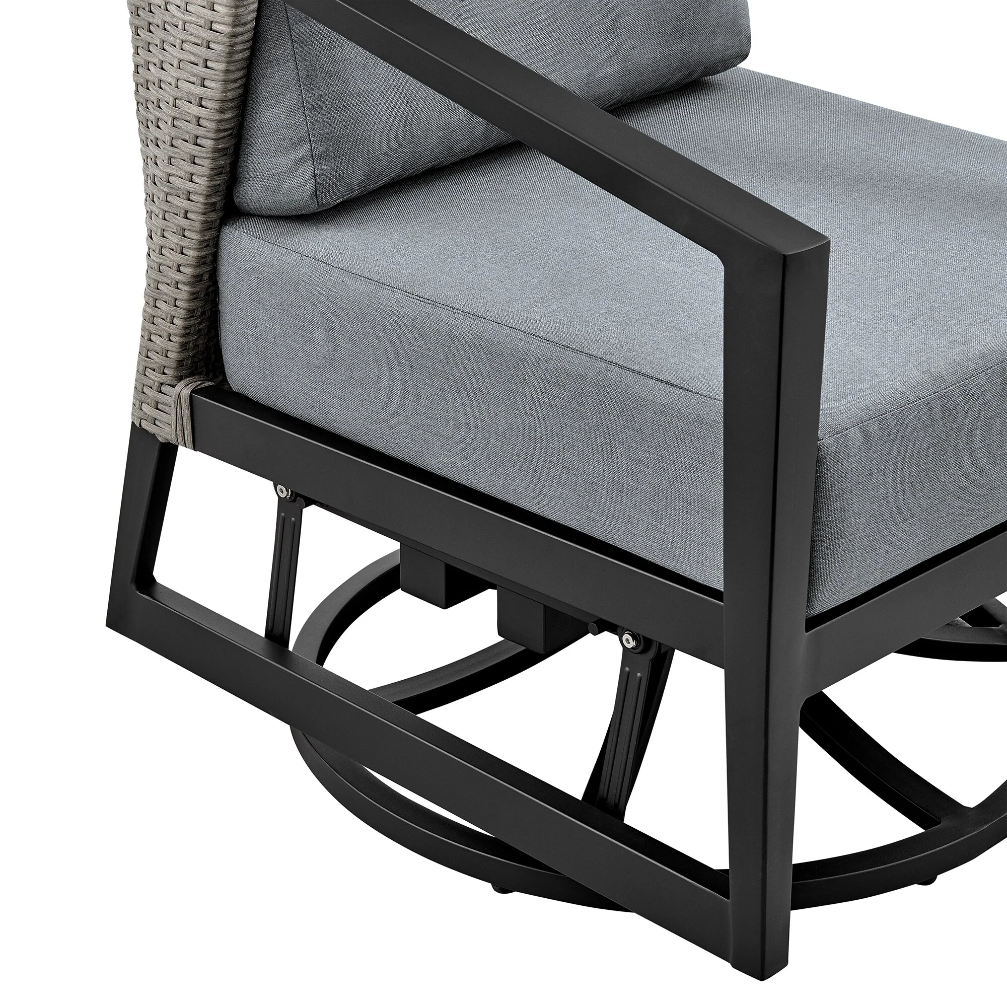 Aileen Outdoor Patio Swivel Lounge Chair in Aluminum with Gray Cushions - Image 6