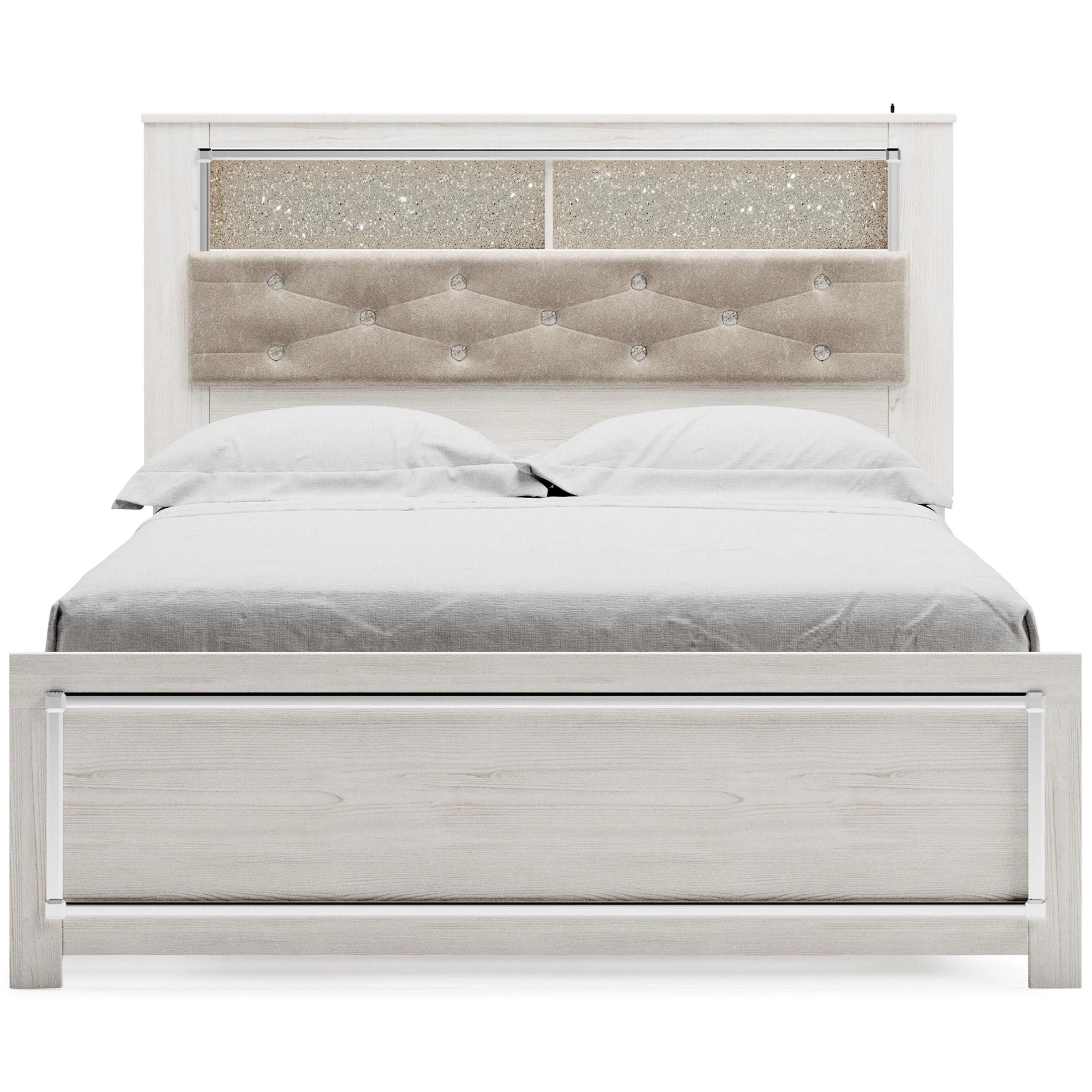 Ashley Altyra Queen Panel Bed with Upholstered Bookcase Headboard - Image 3