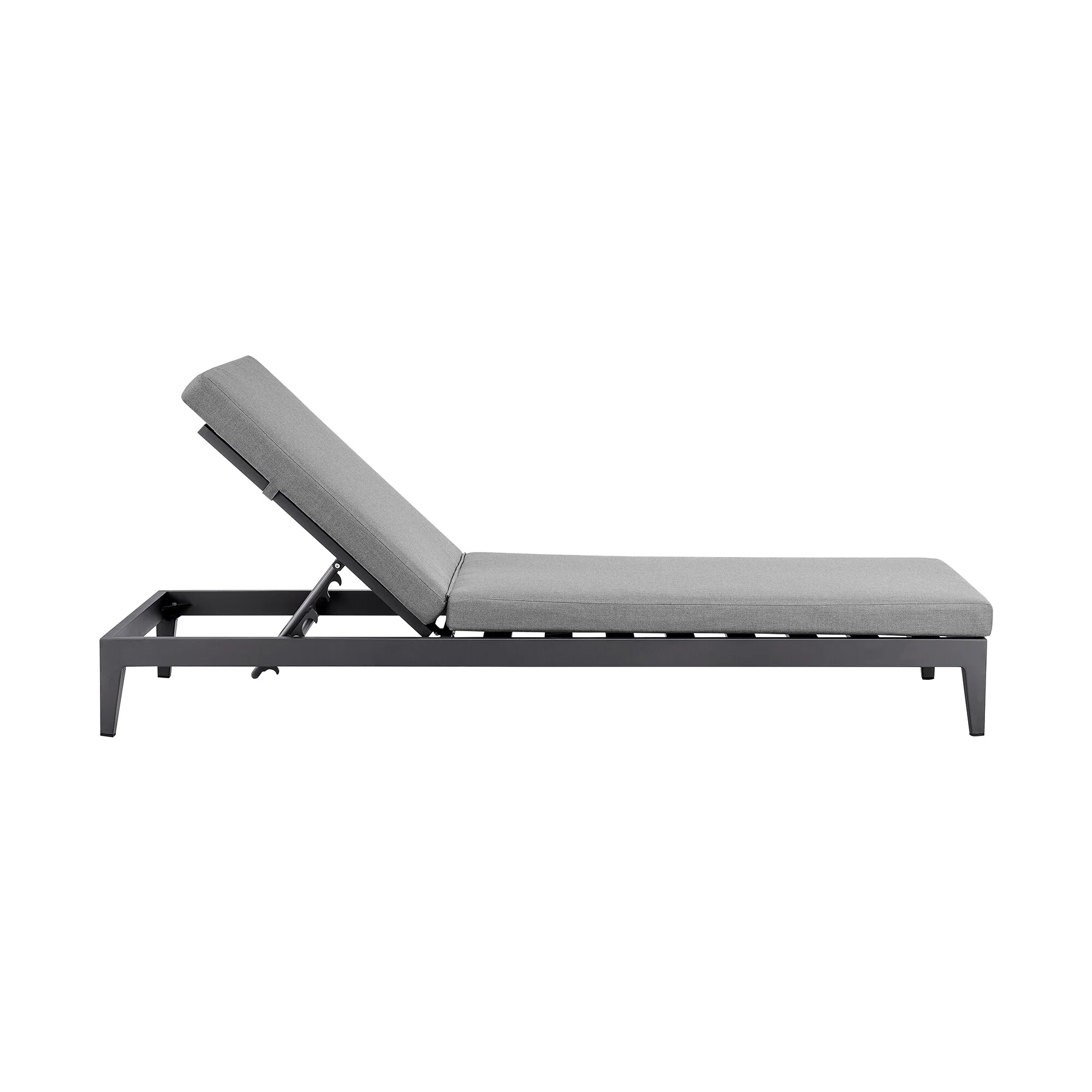 Argiope Outdoor Patio Adjustable Chaise Lounge Chair in Aluminum with Gray Cushions - Image 3