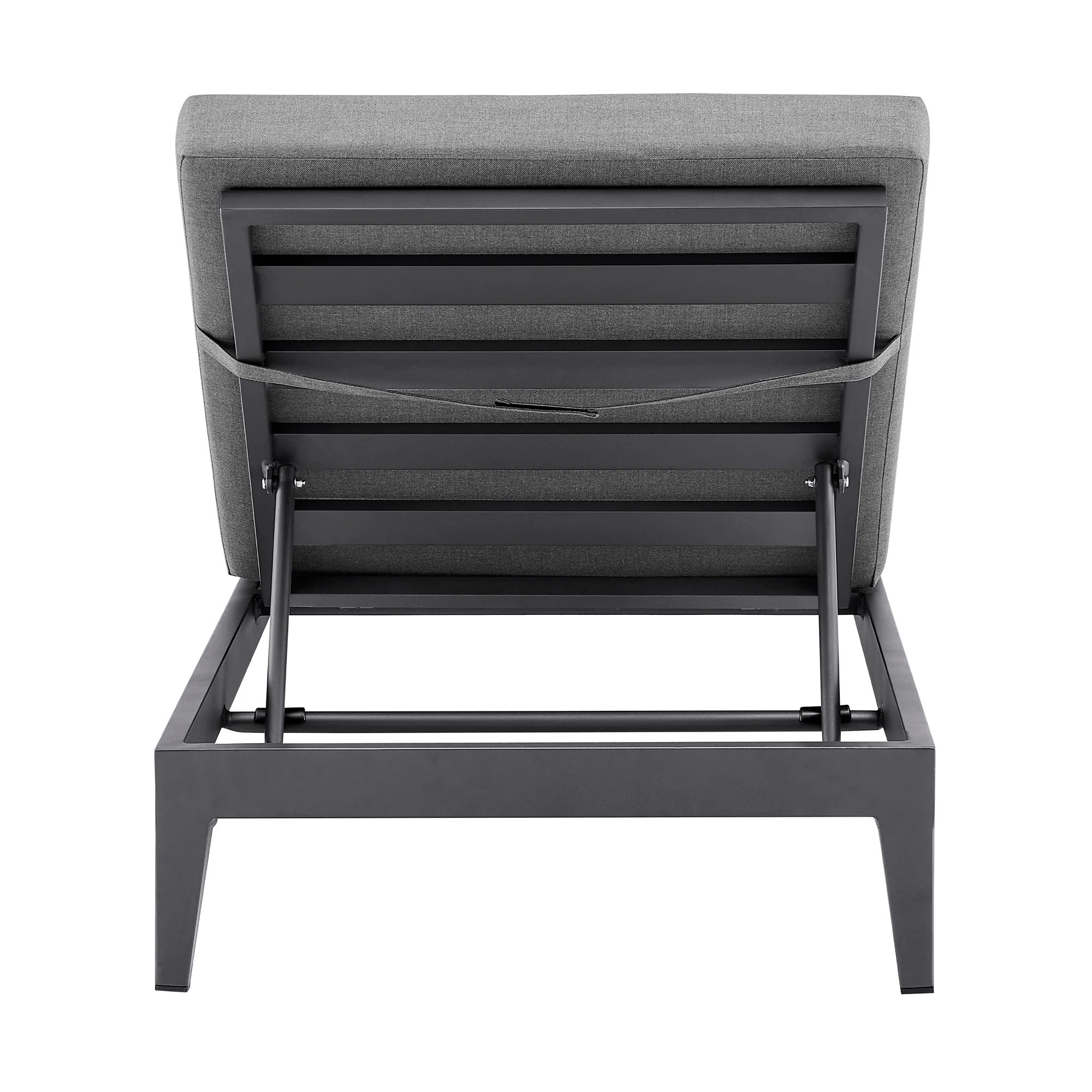 Argiope Outdoor Patio Adjustable Chaise Lounge Chair in Aluminum with Gray Cushions - Image 6