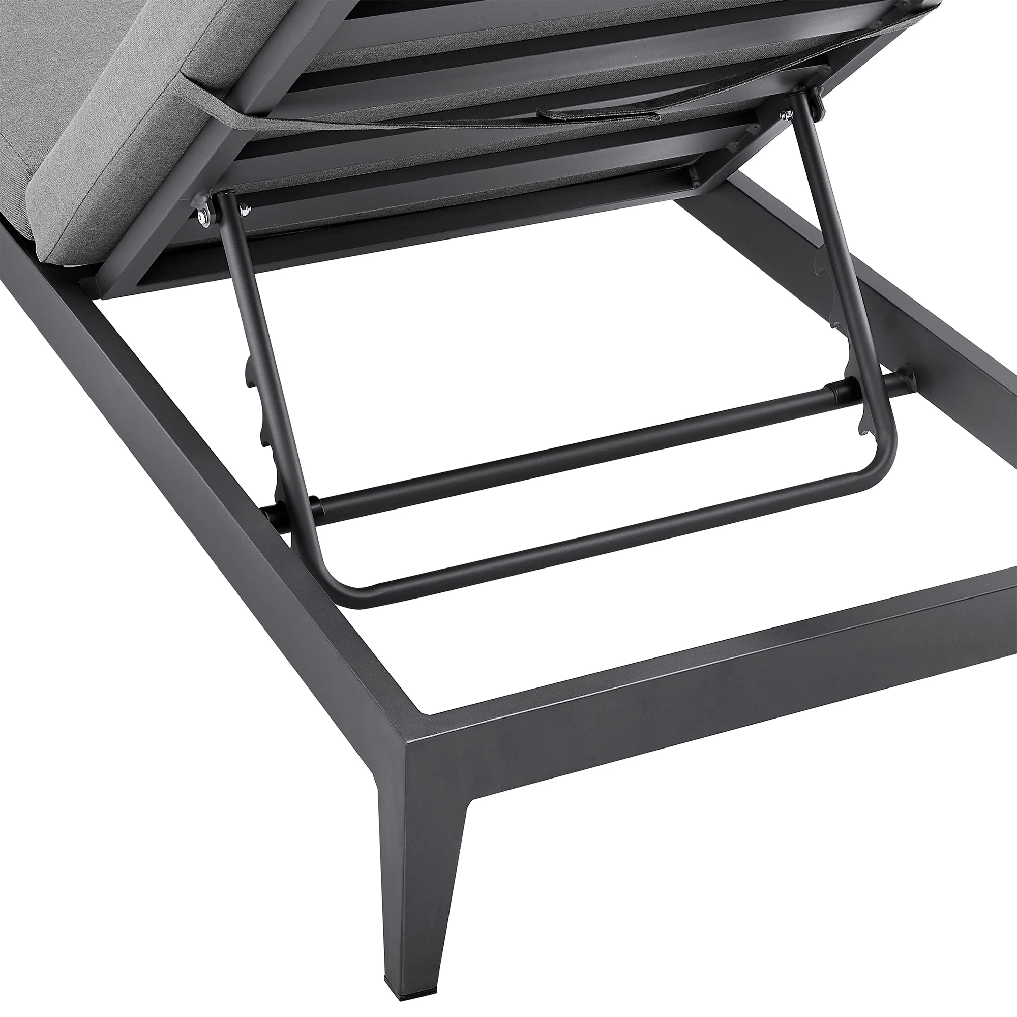 Argiope Outdoor Patio Adjustable Chaise Lounge Chair in Aluminum with Gray Cushions - Image 7