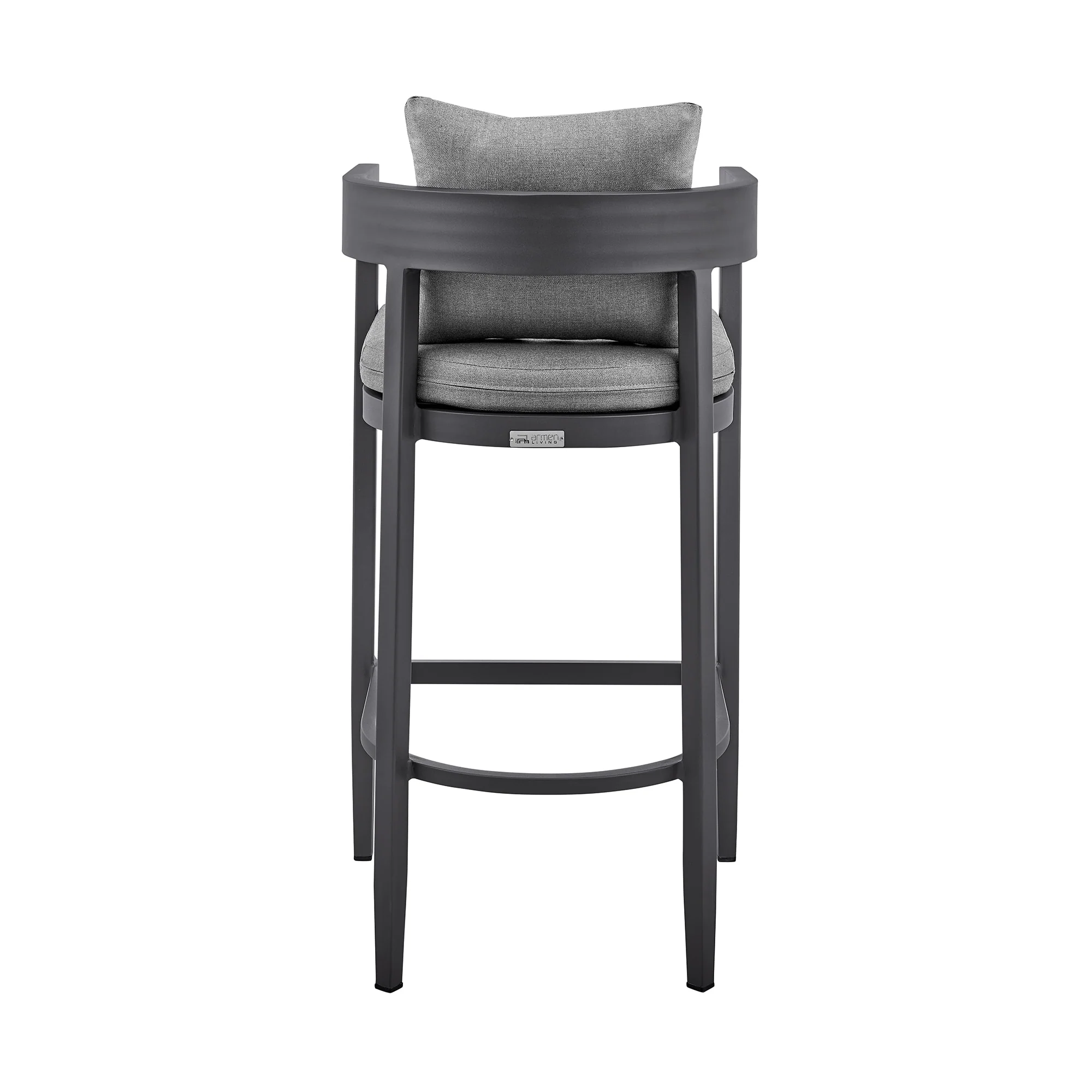 Argiope Outdoor Patio Counter Height Bar Stool in Aluminum with Gray Cushions - Image 5
