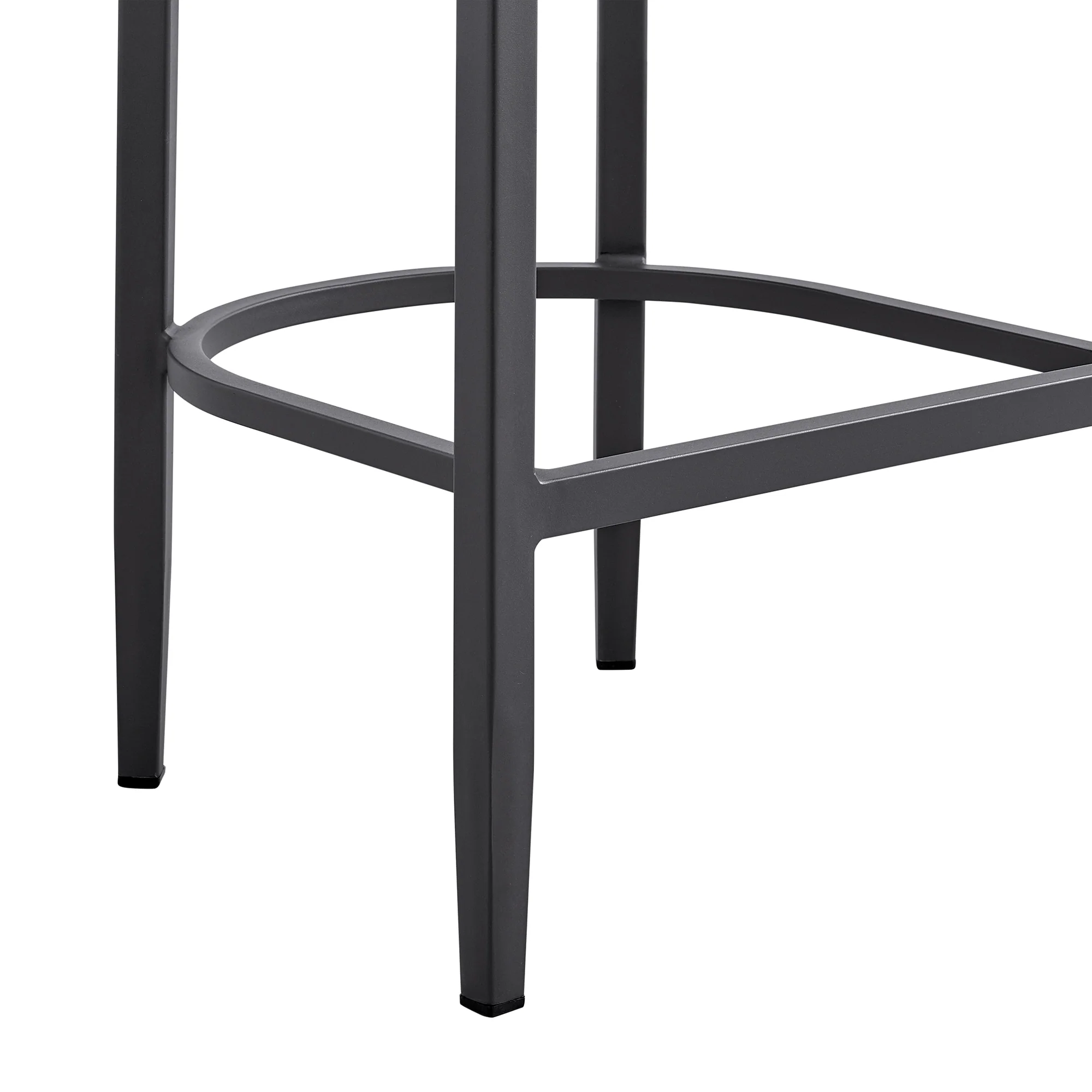 Argiope Outdoor Patio Counter Height Bar Stool in Aluminum with Gray Cushions - Image 7