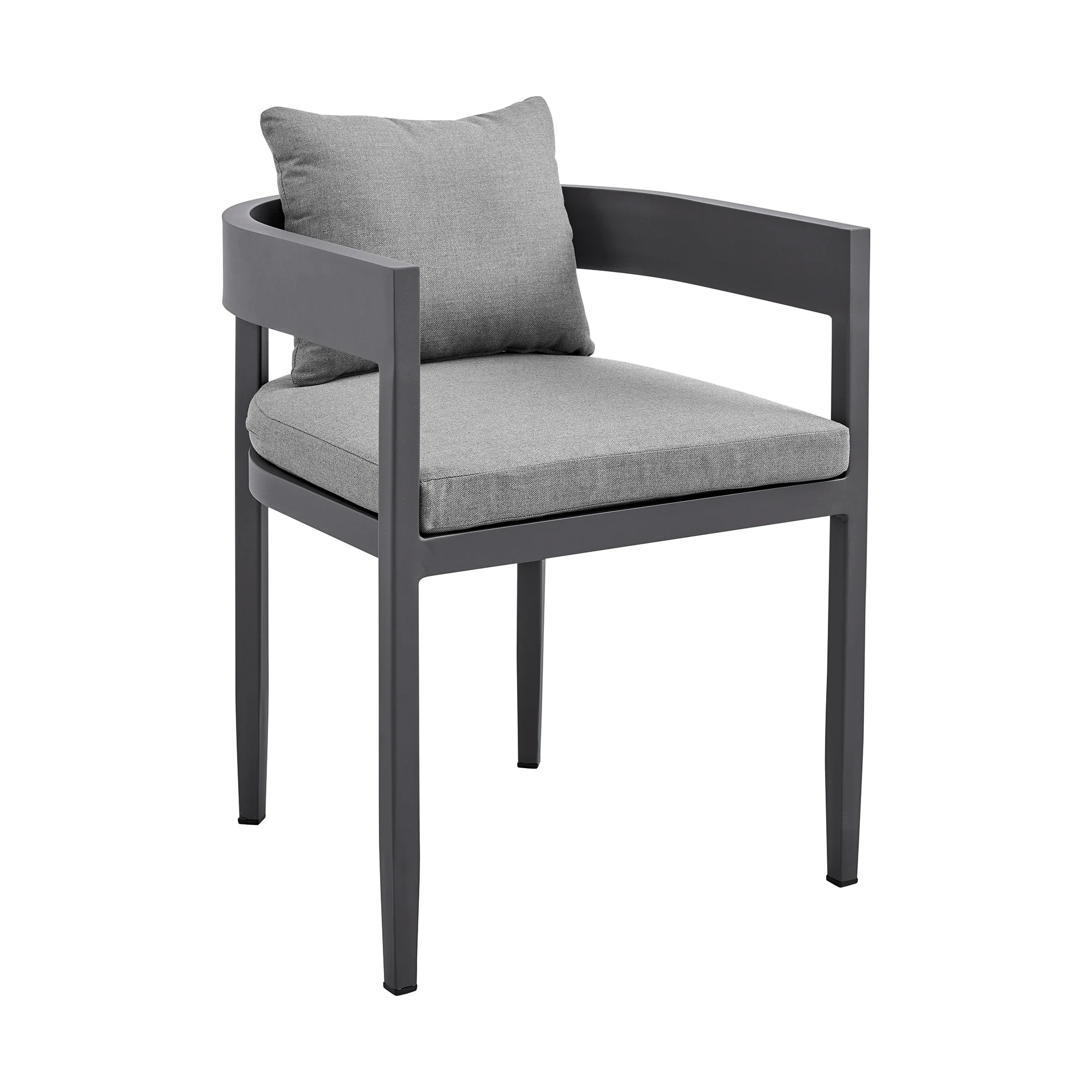 Argiope Outdoor Patio Dining Chairs in Aluminum with Gray Cushions (Set of 2) - Image 3