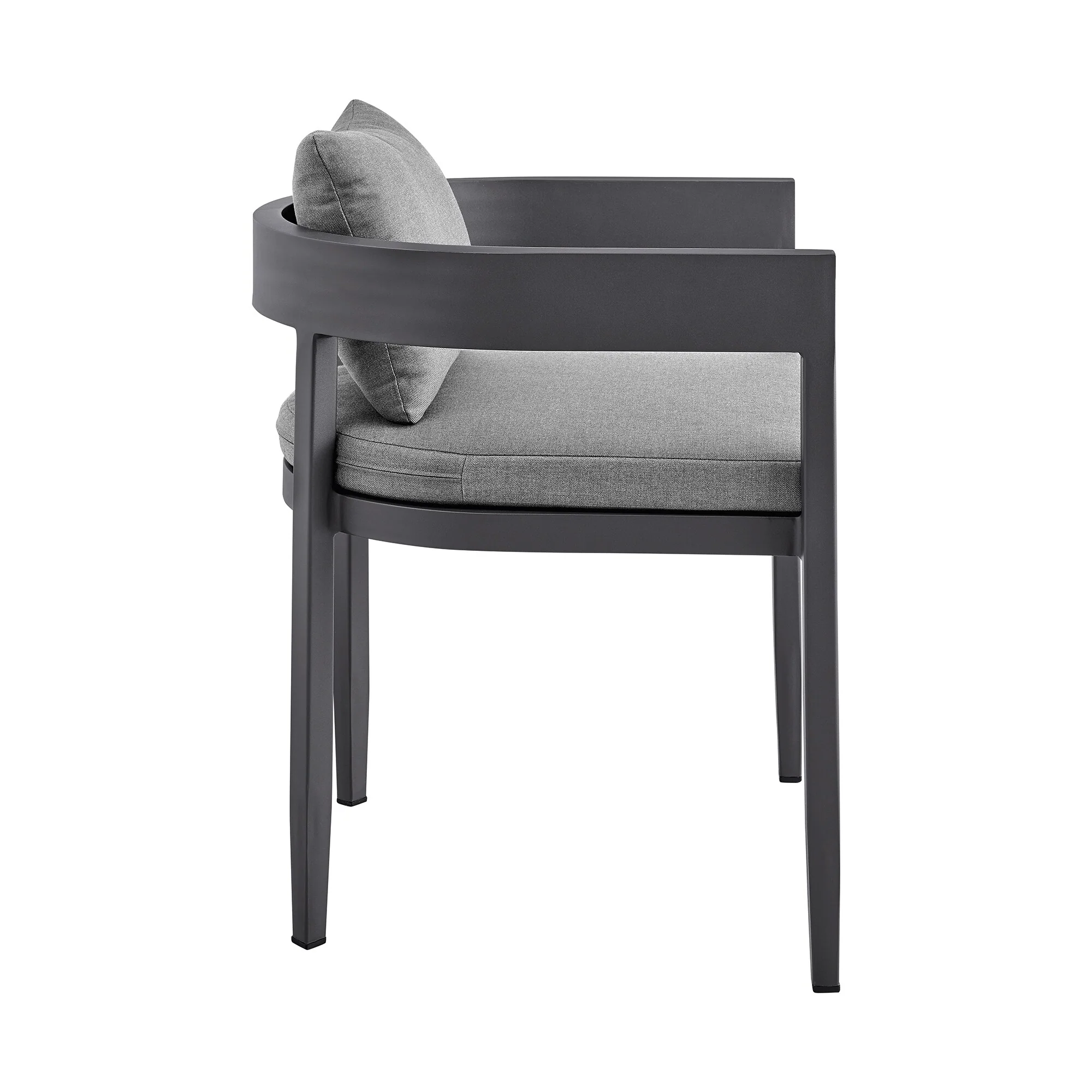 Argiope Outdoor Patio Dining Chairs in Aluminum with Gray Cushions (Set of 2) - Image 4