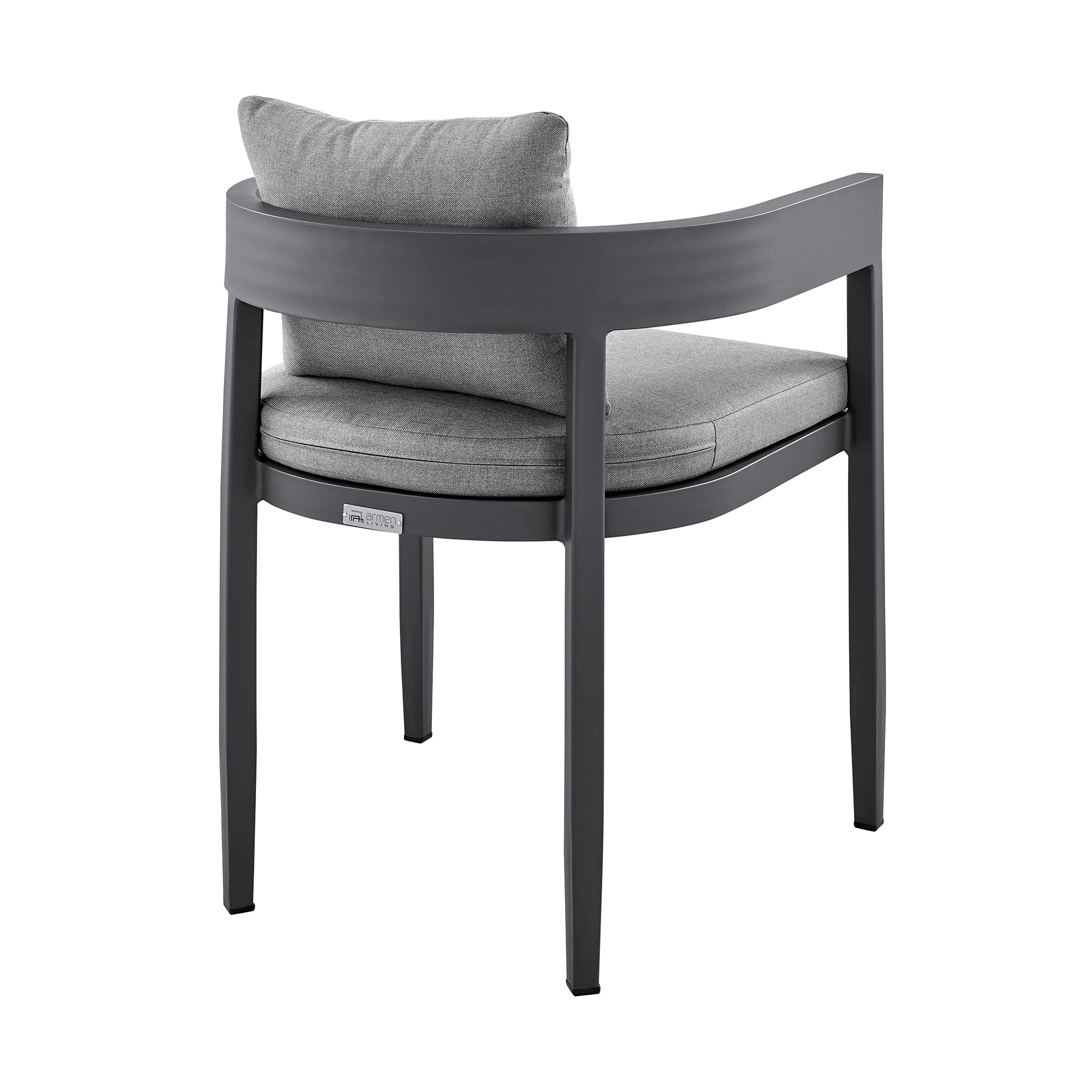 Argiope Outdoor Patio Dining Chairs in Aluminum with Gray Cushions (Set of 2) - Image 5