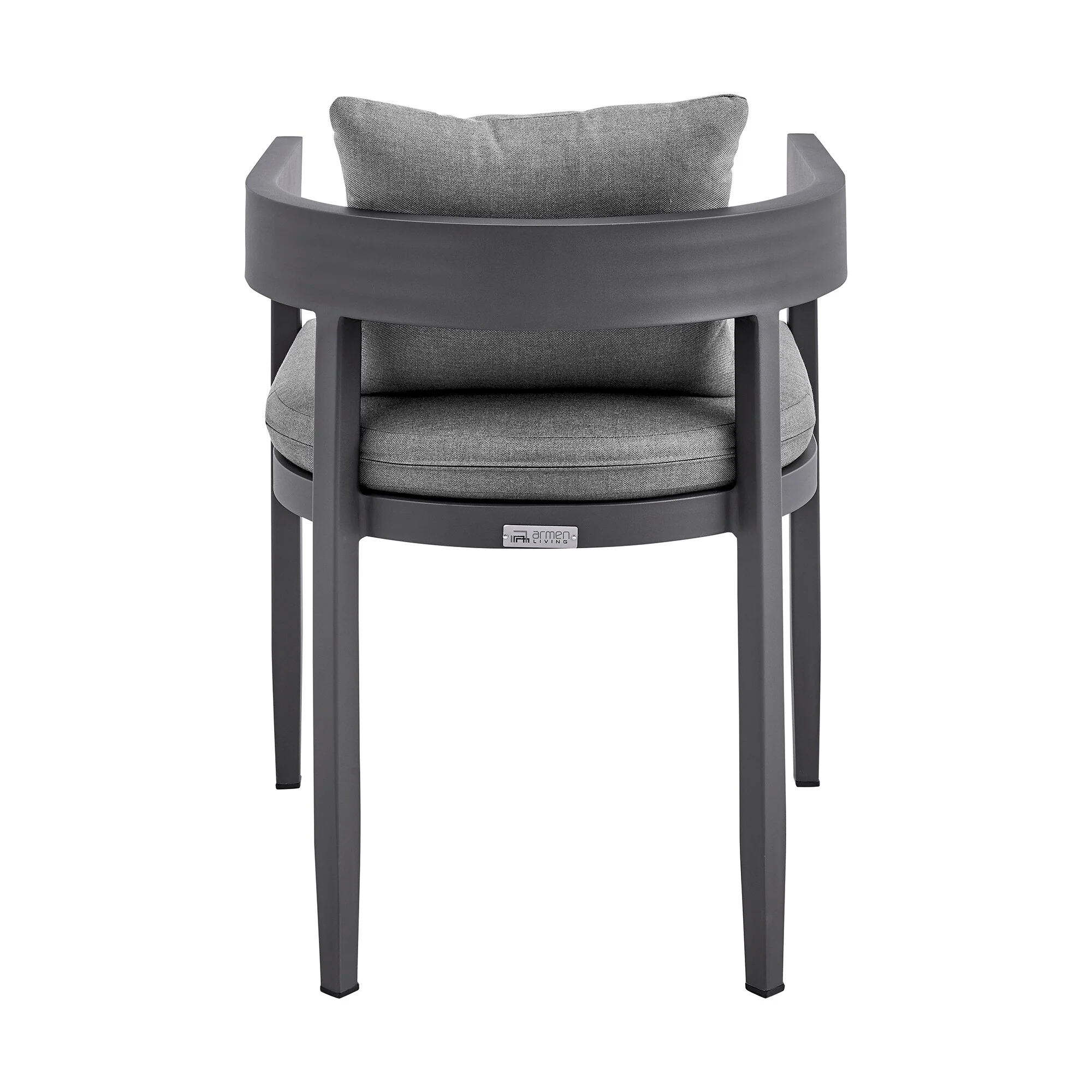 Argiope Outdoor Patio Dining Chairs in Aluminum with Gray Cushions (Set of 2) - Image 6