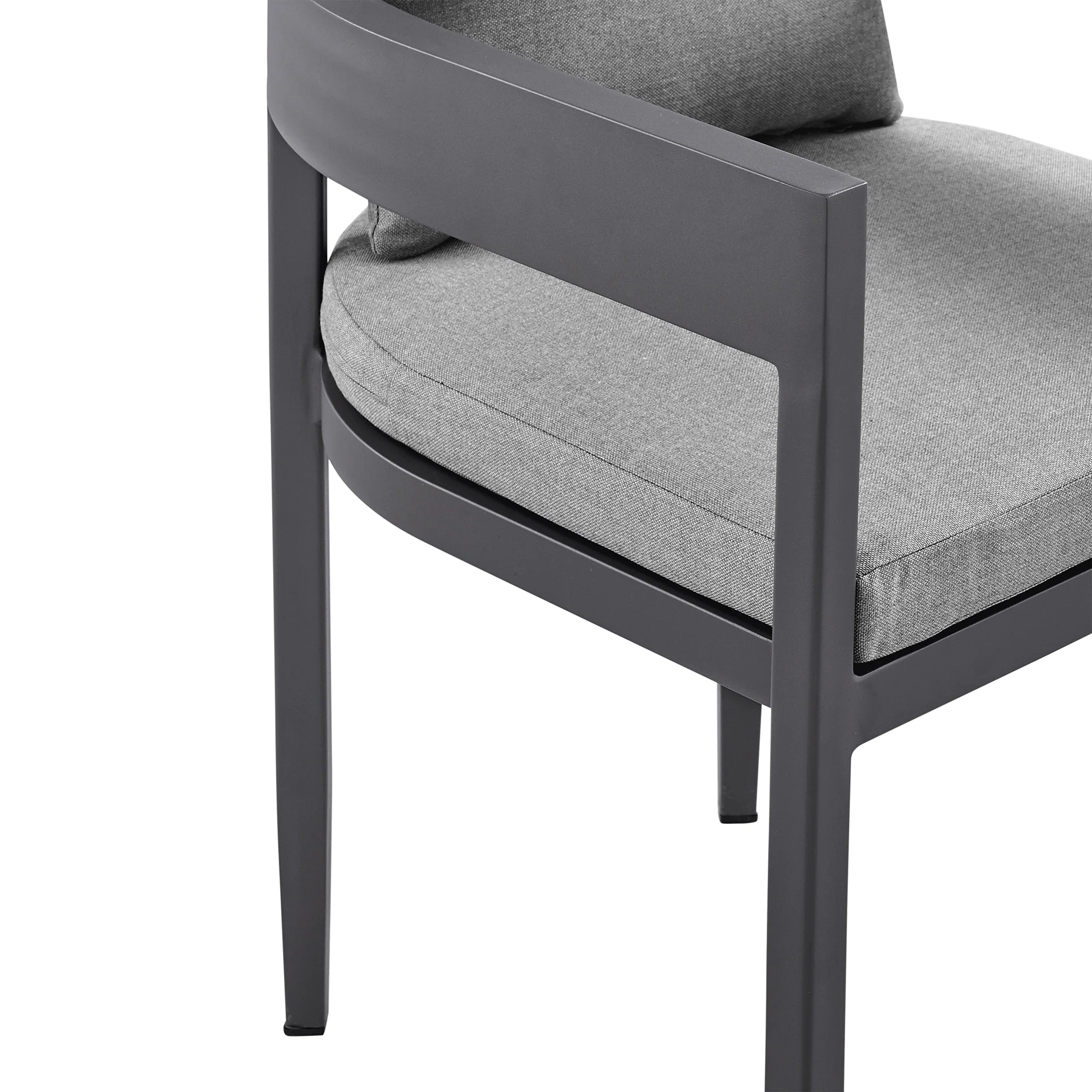 Argiope Outdoor Patio Dining Chairs in Aluminum with Gray Cushions (Set of 2) - Image 7