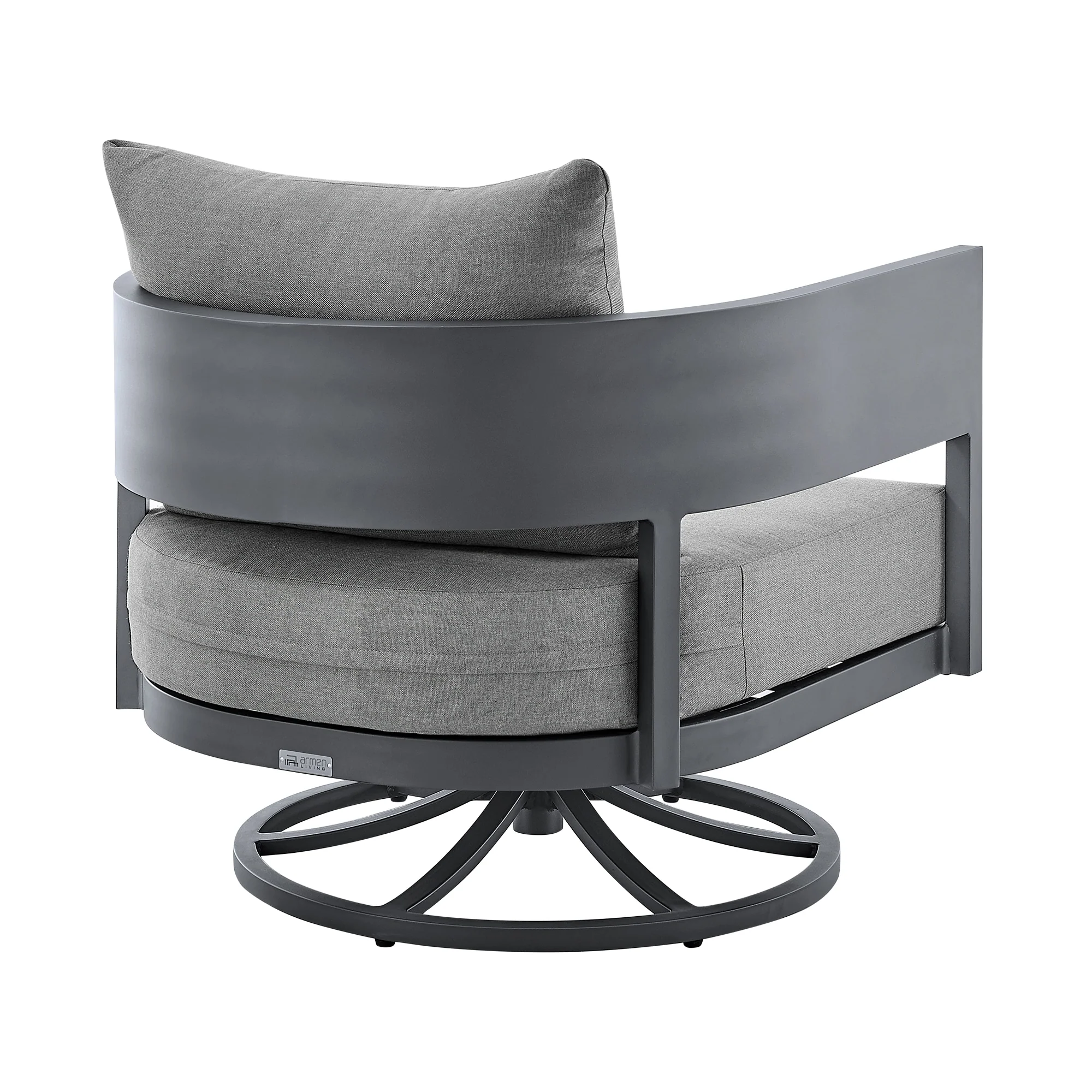 Argiope Outdoor Patio Swivel Rocking Chair in Gray Aluminum with Cushions - Image 4