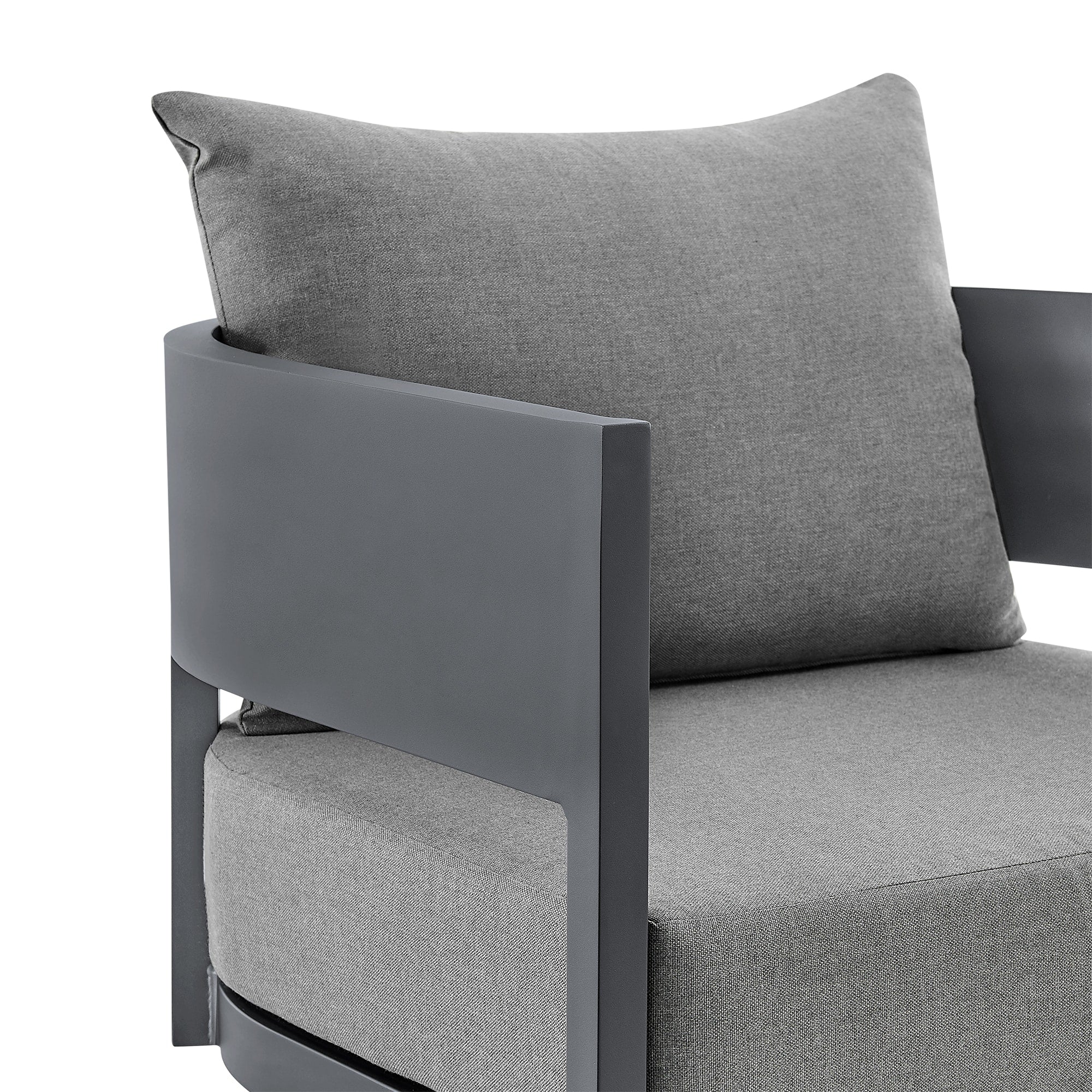Argiope Outdoor Patio Swivel Rocking Chair in Gray Aluminum with Cushions - Image 5