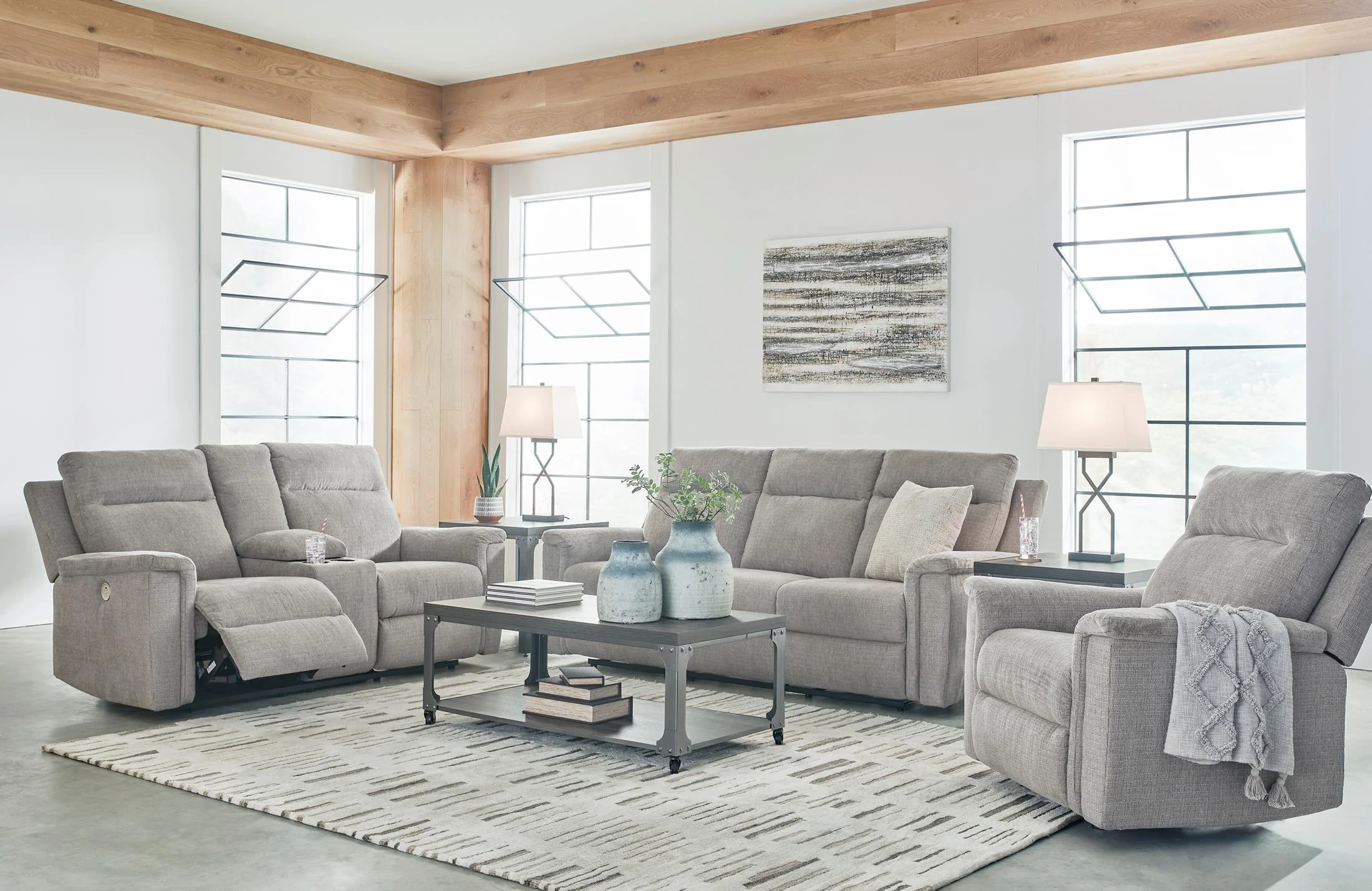 Barnsana Power Reclining Loveseat with Console - Image 6