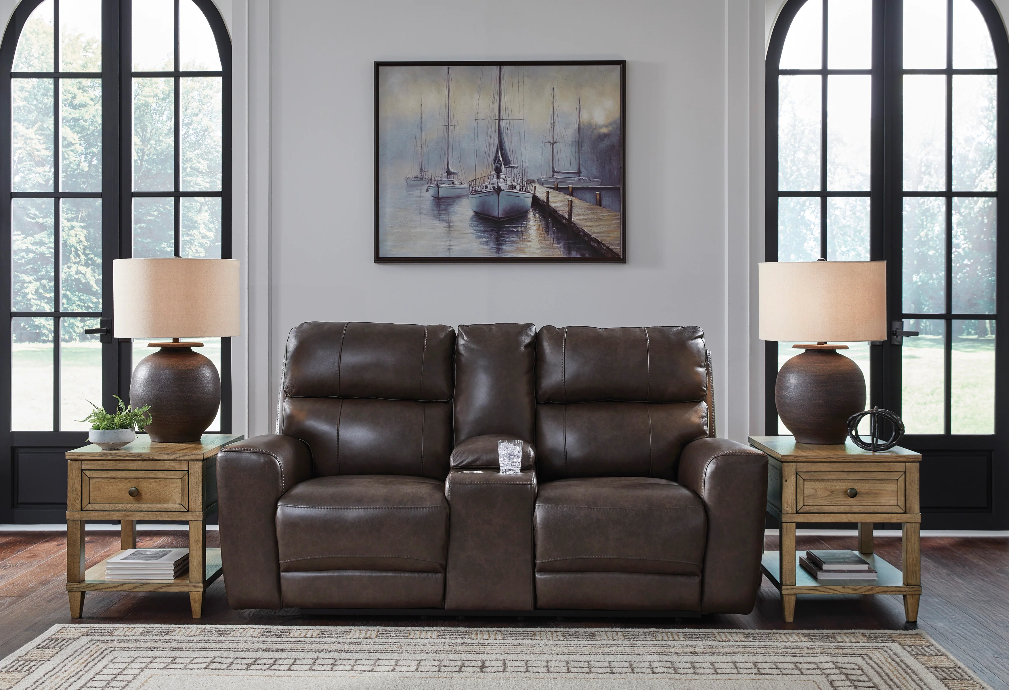 Beadel Leather Power Reclining Console Loveseat - Image 2