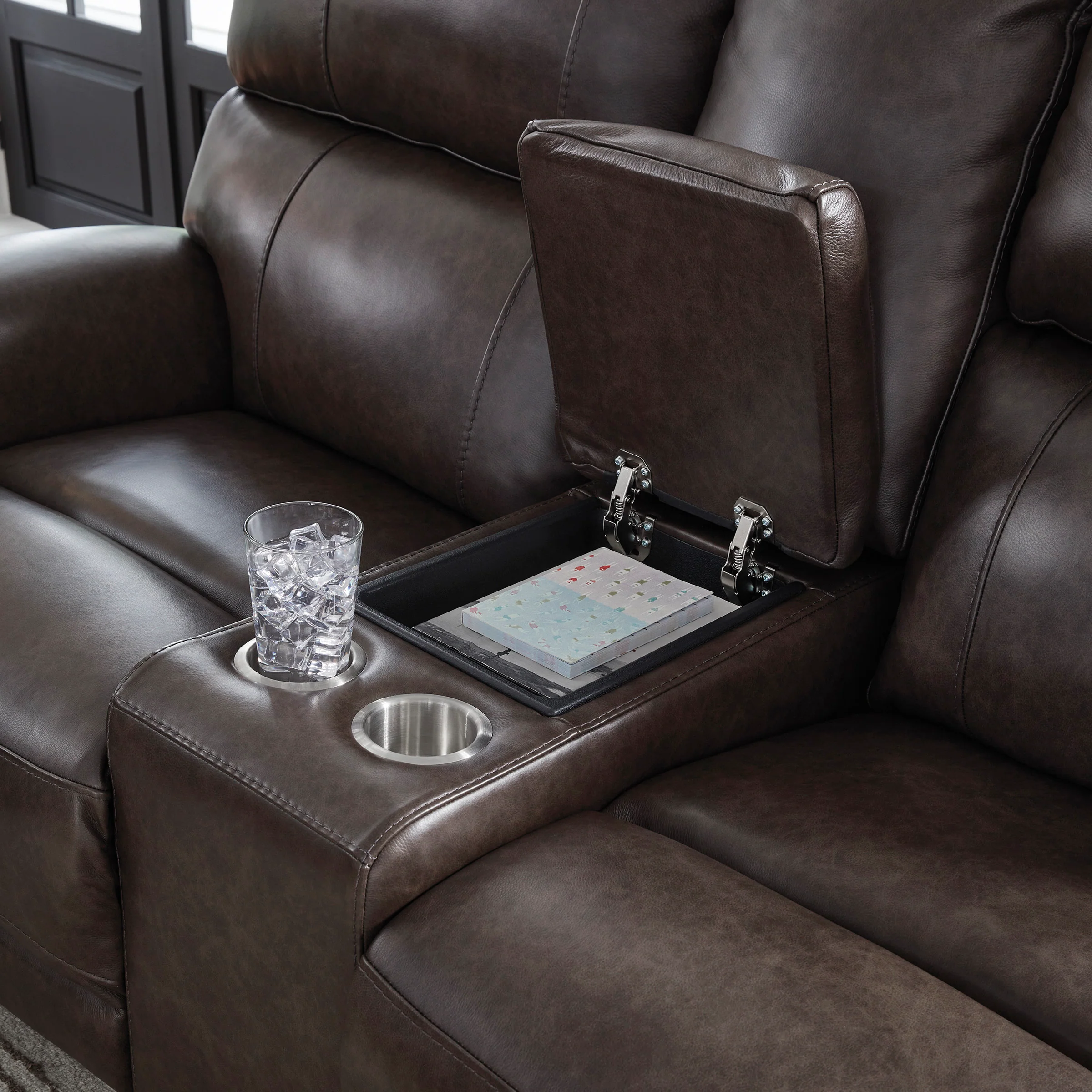 Beadel Leather Power Reclining Console Loveseat - Image 6