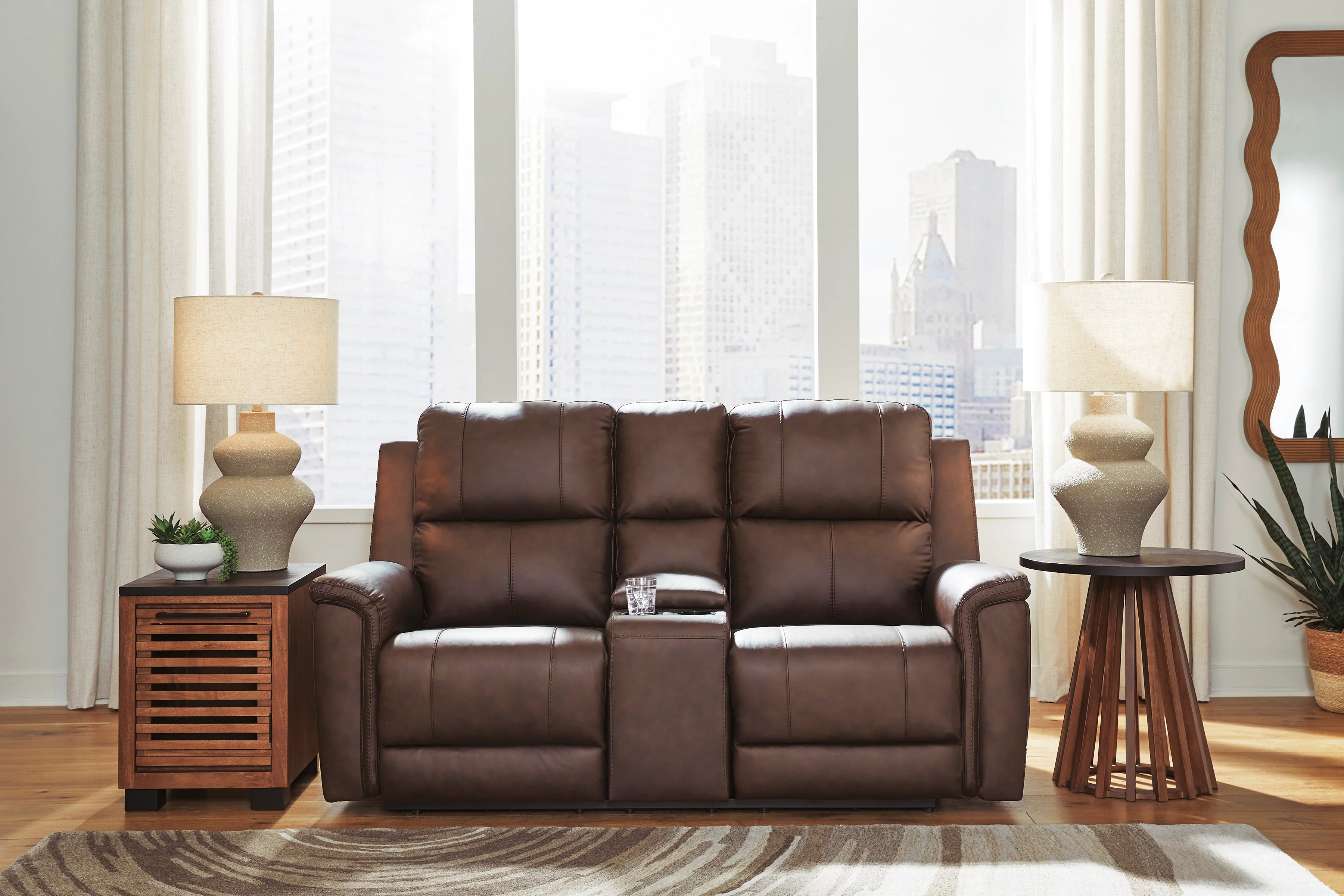 Beryton Power Reclining Console Loveseat with Adjustable Headrest - Image 2