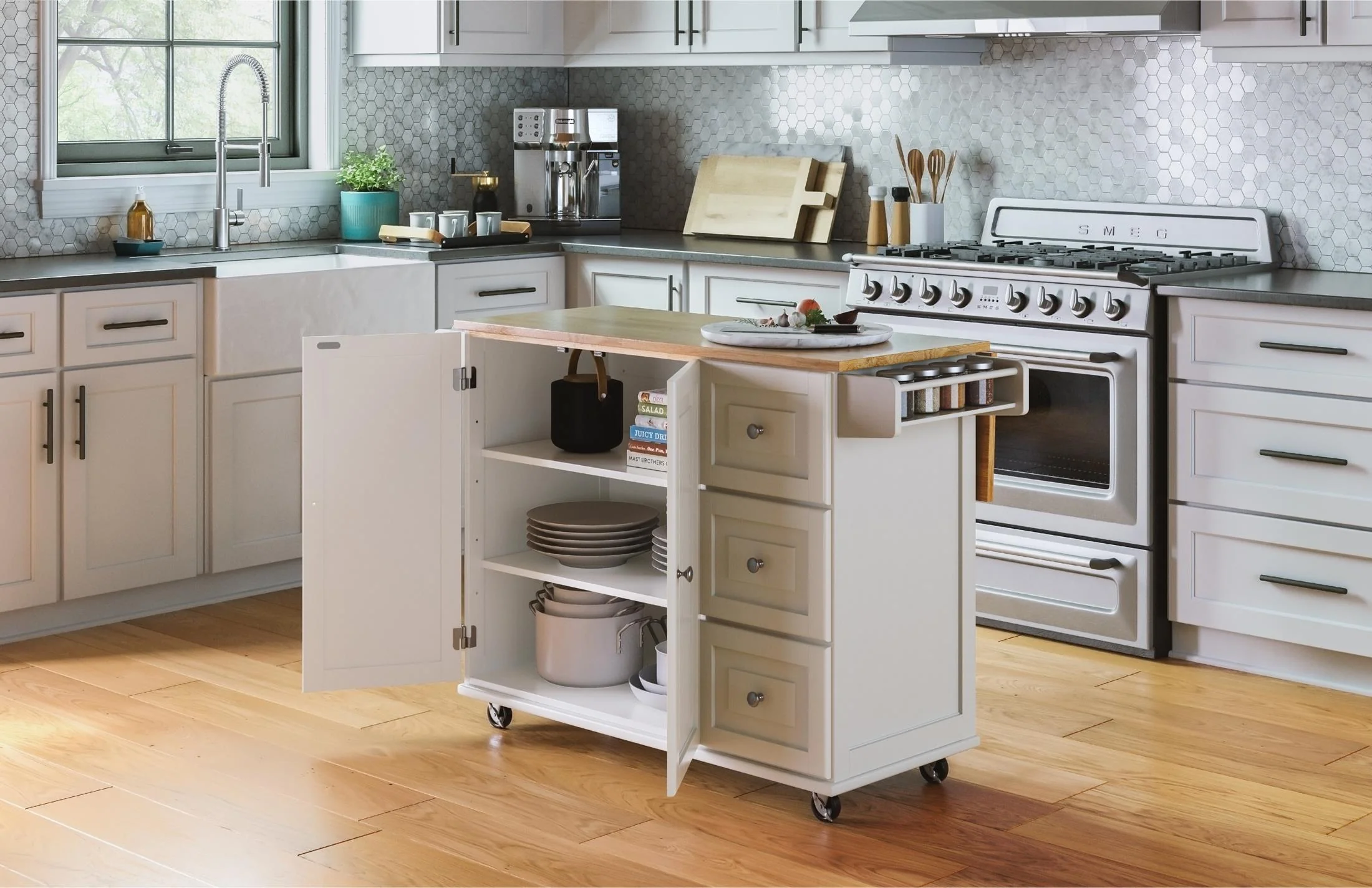Dolly Madison 3 Drawer Kitchen Cart - Image 25
