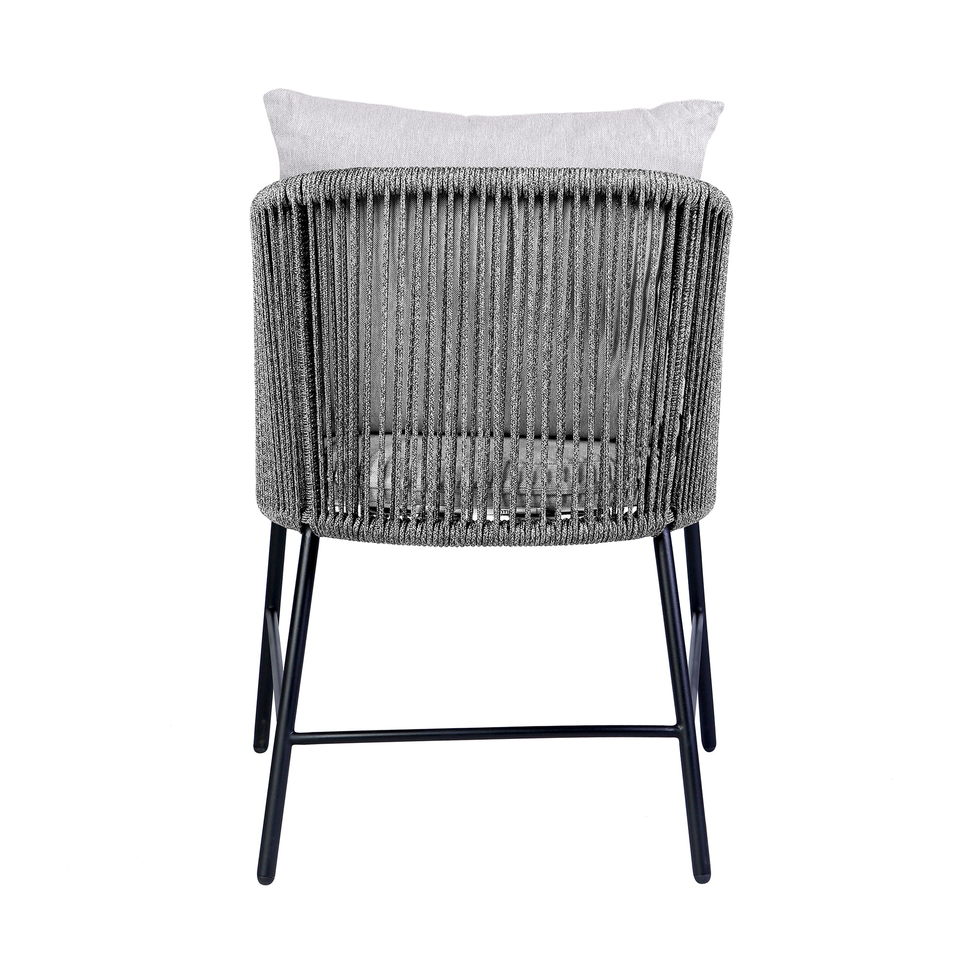 Calica Outdoor Patio Dining Chair in Black Metal and Gray Rope - Image 5
