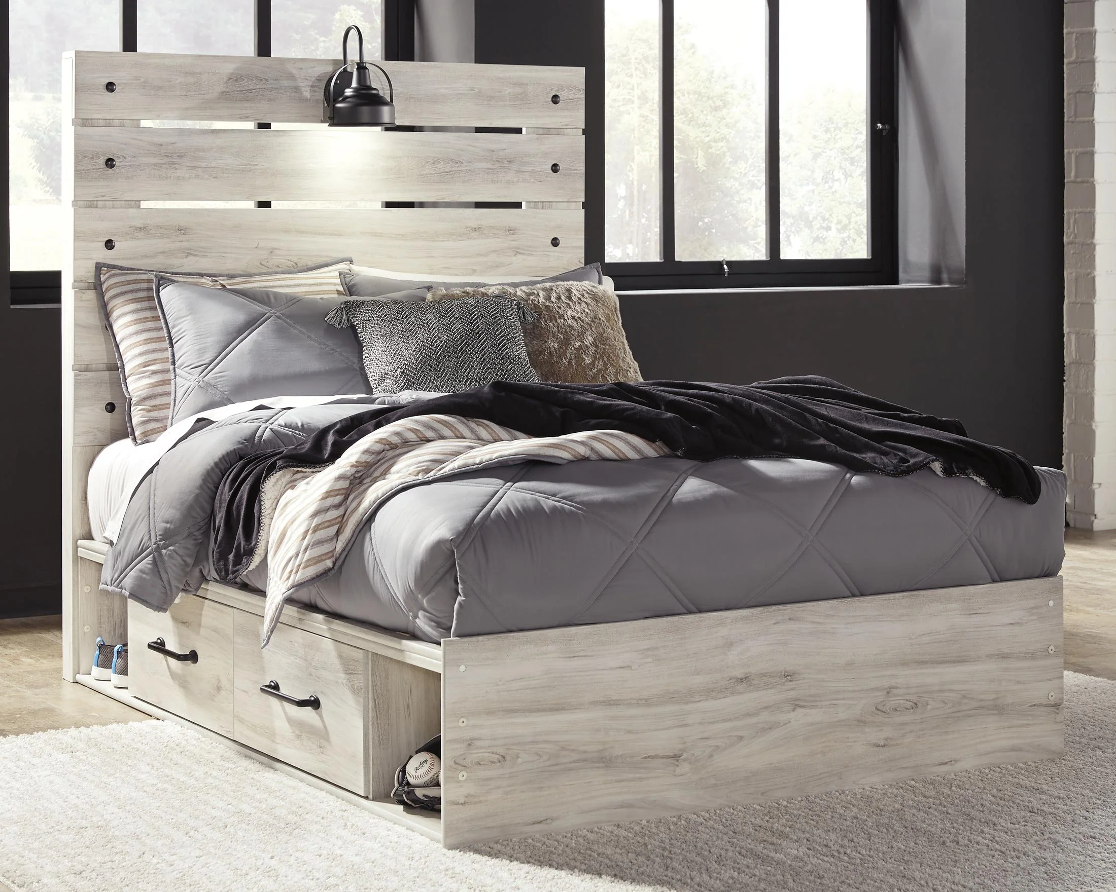 Cambeck Full Panel Bed with 2 Storage Drawers and 2 Cubbies - Image 6