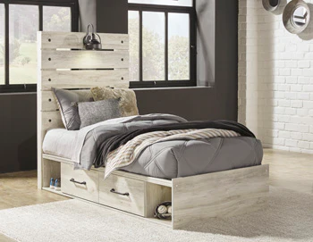 Cambeck Twin Panel Bed with 2 Storage Drawers and 2 Cubbies - Image 3