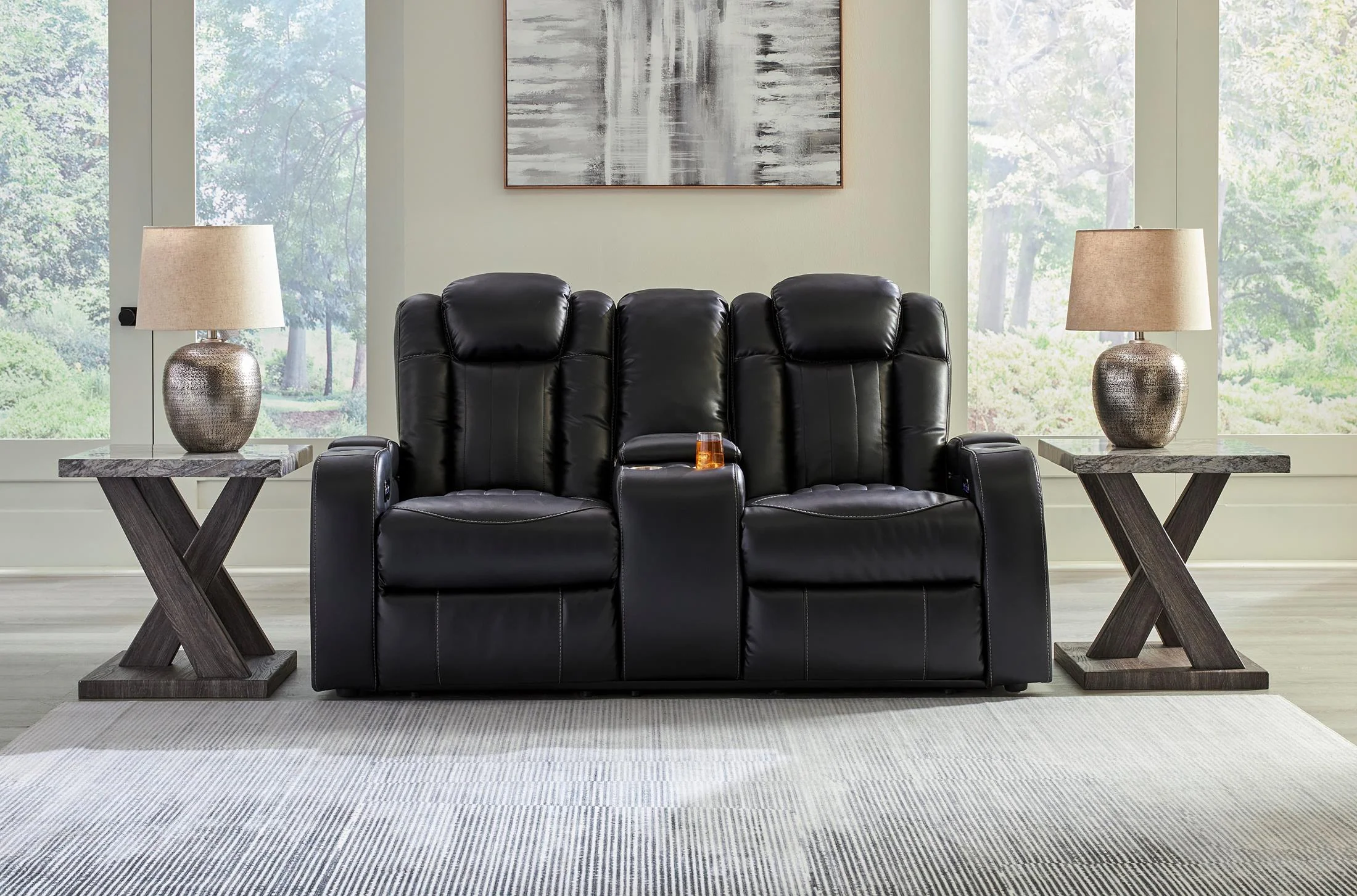 Caveman Den Power Reclining Loveseat with Console - Image 3