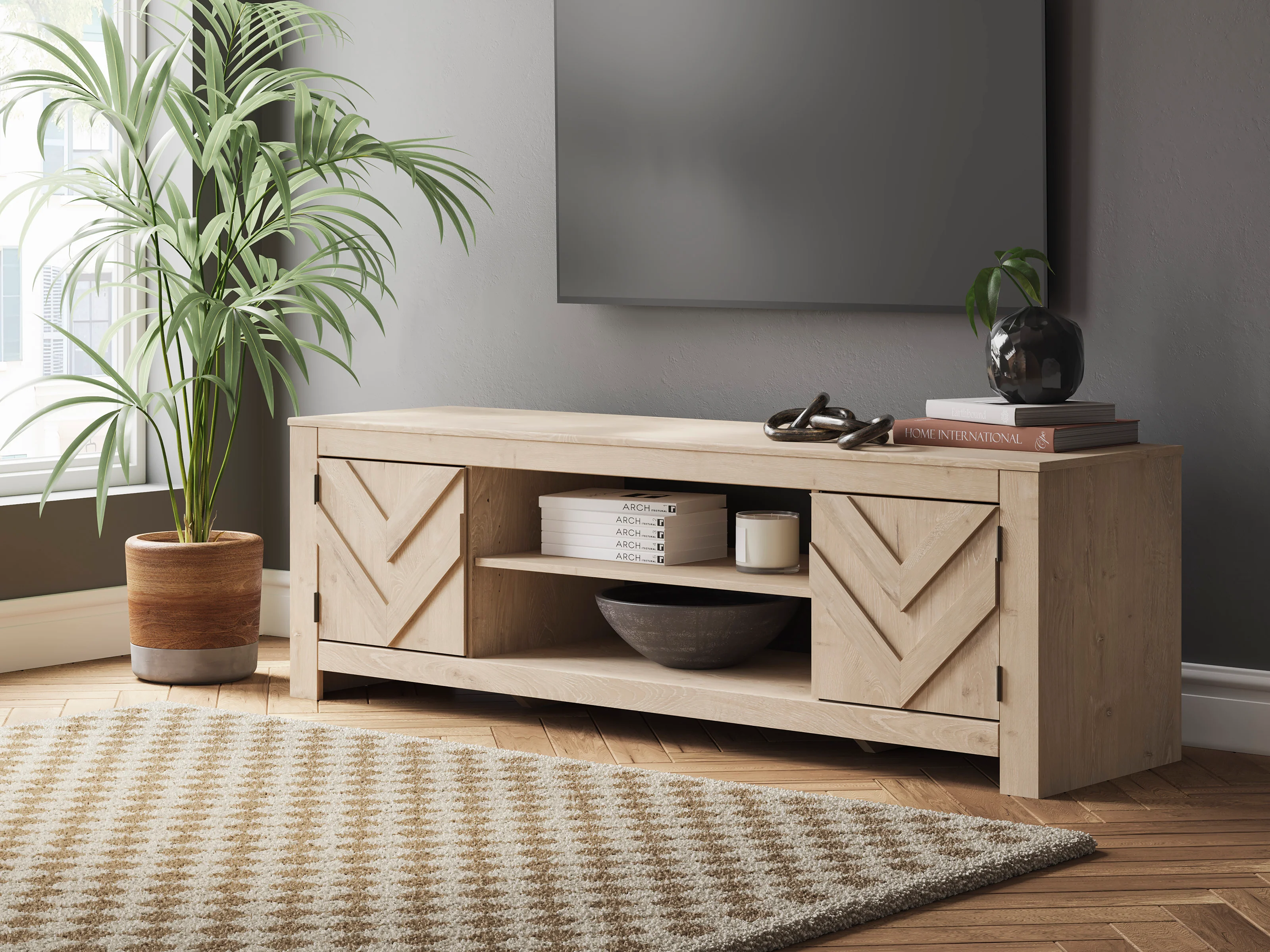 Cayboni Large TV Stand with Fireplace Option - Image 2