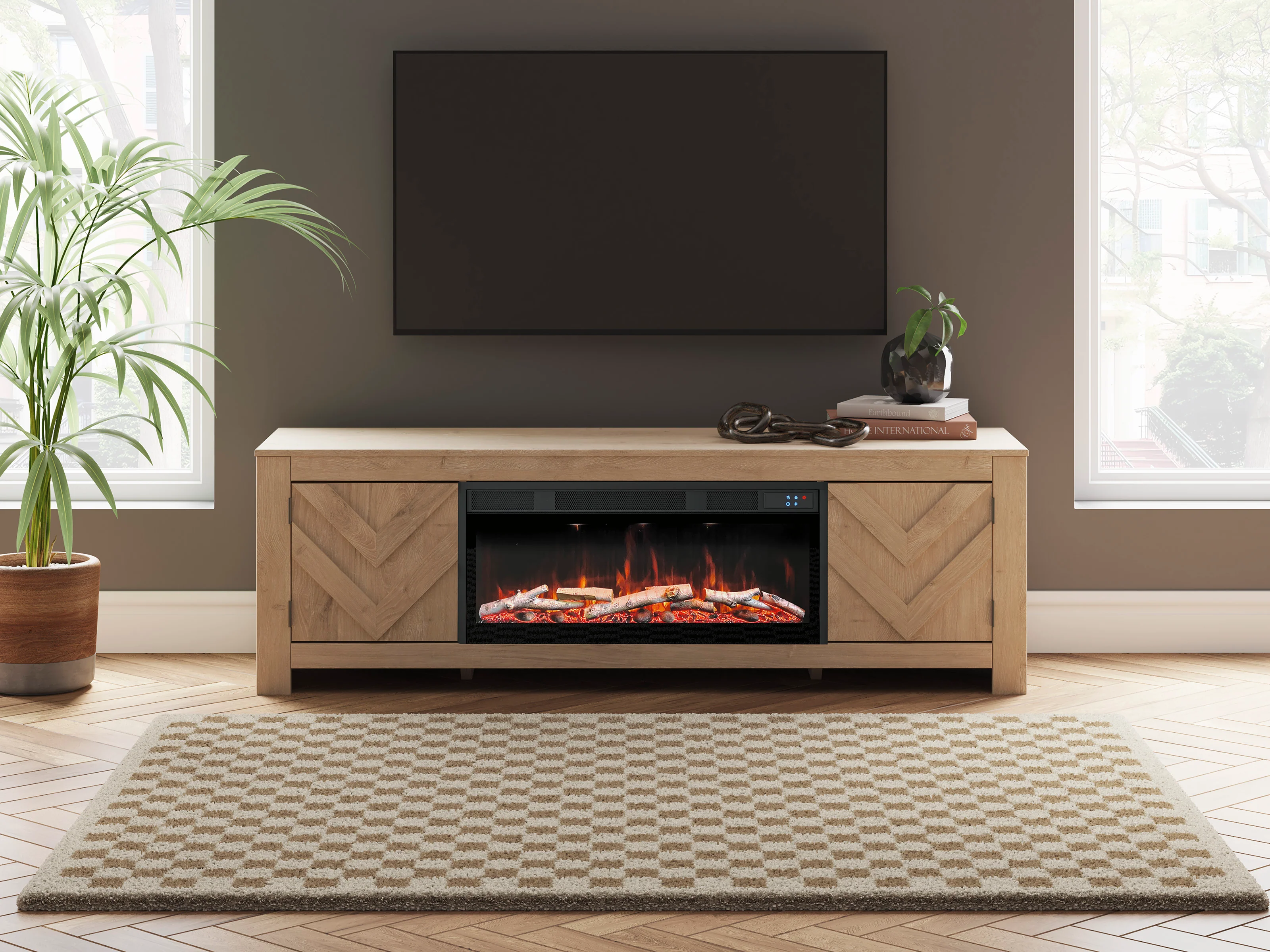 Cayboni Large TV Stand with Fireplace Option - Image 5