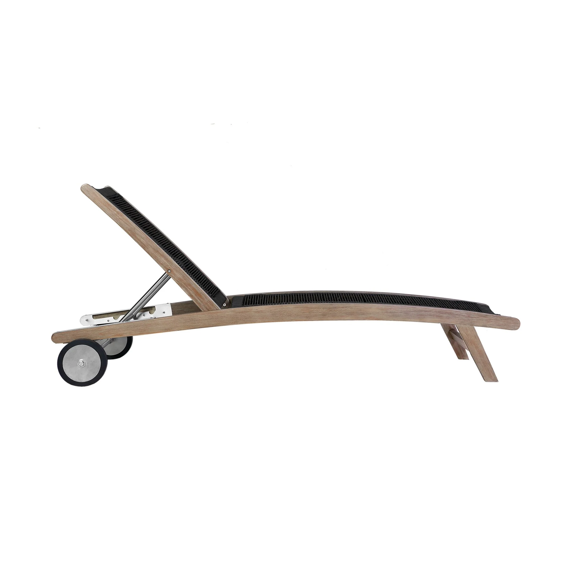 Chateau Outdoor Patio Adjustable Chaise Lounge Chair in Eucalyptus Wood and Gray Rope - Image 10